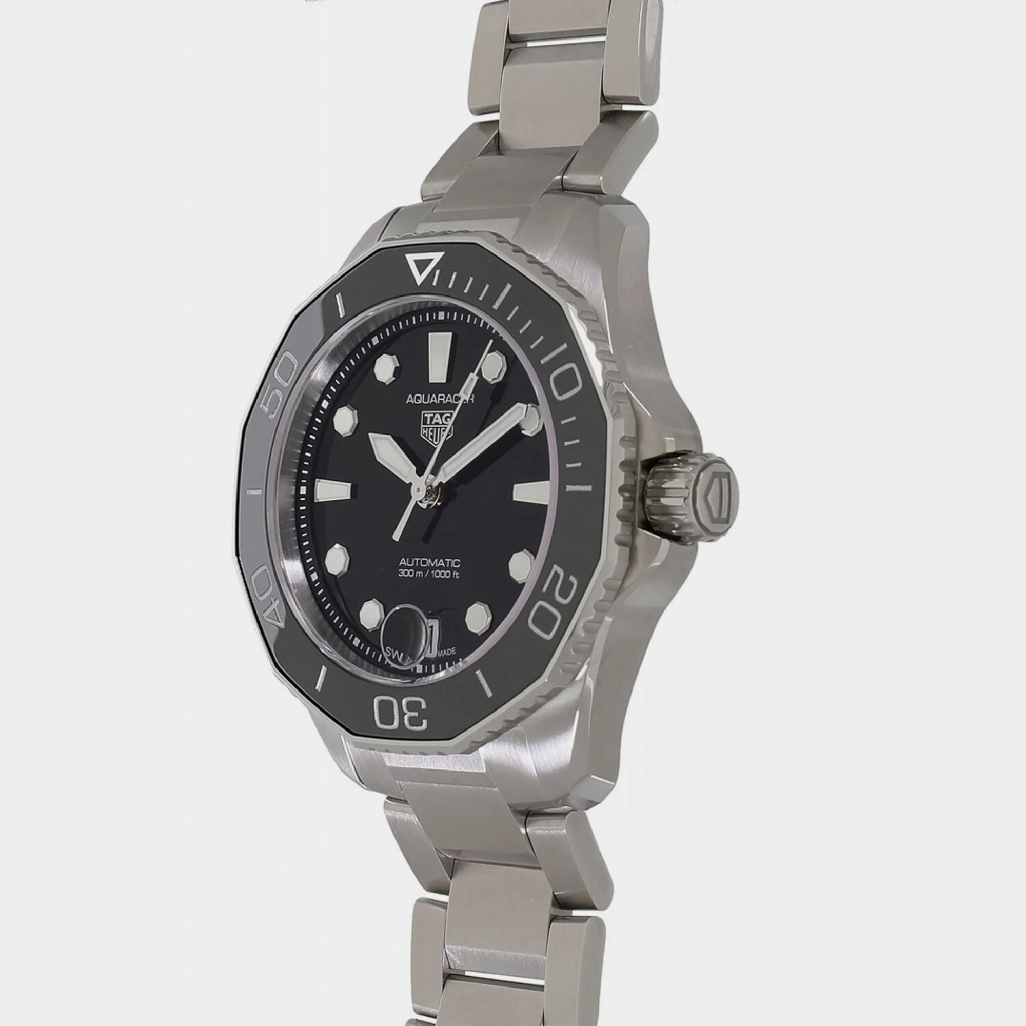 Tag Heuer Black Stainless Steel Aquaracer WBP231D.BA0626 Automatic Men's Wristwatch 36 Mm