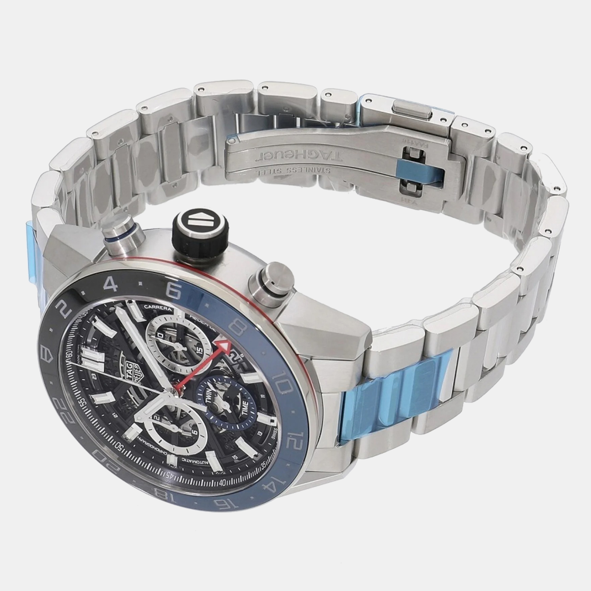 Tag Heuer Transparent Stainless Steel Carrera CBG2A1Z.BA0658 Automatic Men's Wristwatch 45 Mm