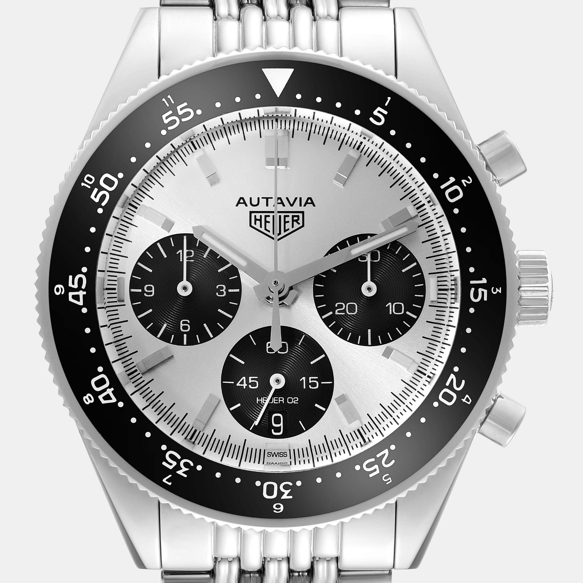 Tag Heuer Silver Stainless Steel Autavia Heritage CBE2111.BA0687 Automatic Men's Wristwatch 42 Mm