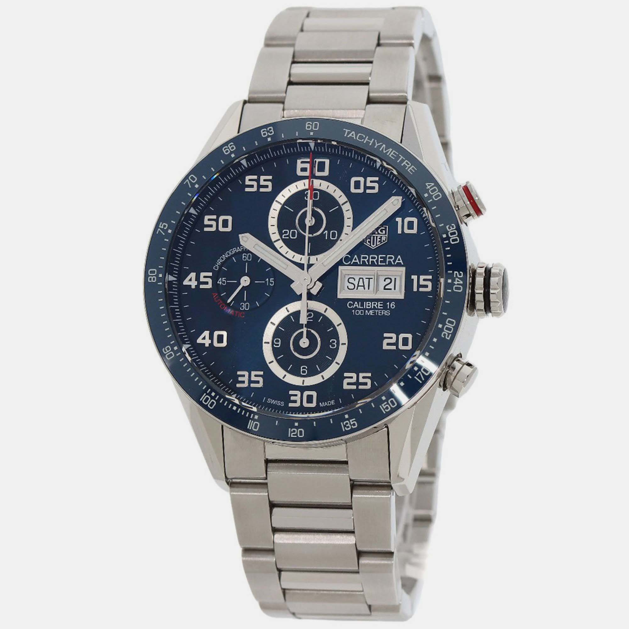 Tag Heuer Blue Stainless Steel Carrera CV2A1V Automatic Men's Wristwatch 43 mm
Tag Heuer Blue Stainless Steel Carrera CV2A1V Automatic Men's Wristwatch 43 mm
