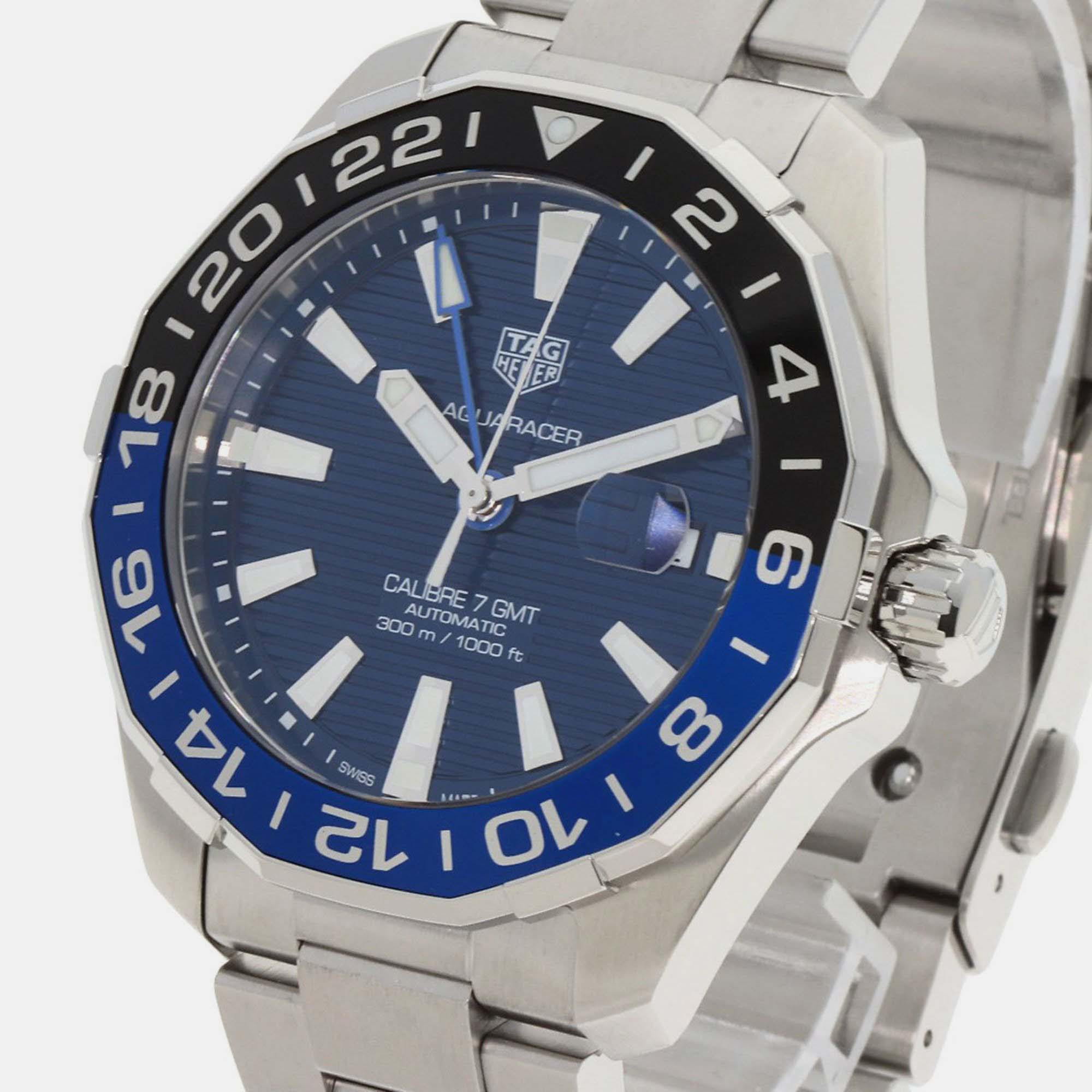 Tag Heuer Blue Stainless Steel Aquaracer WAY201T Automatic Men's Wristwatch 43 Mm