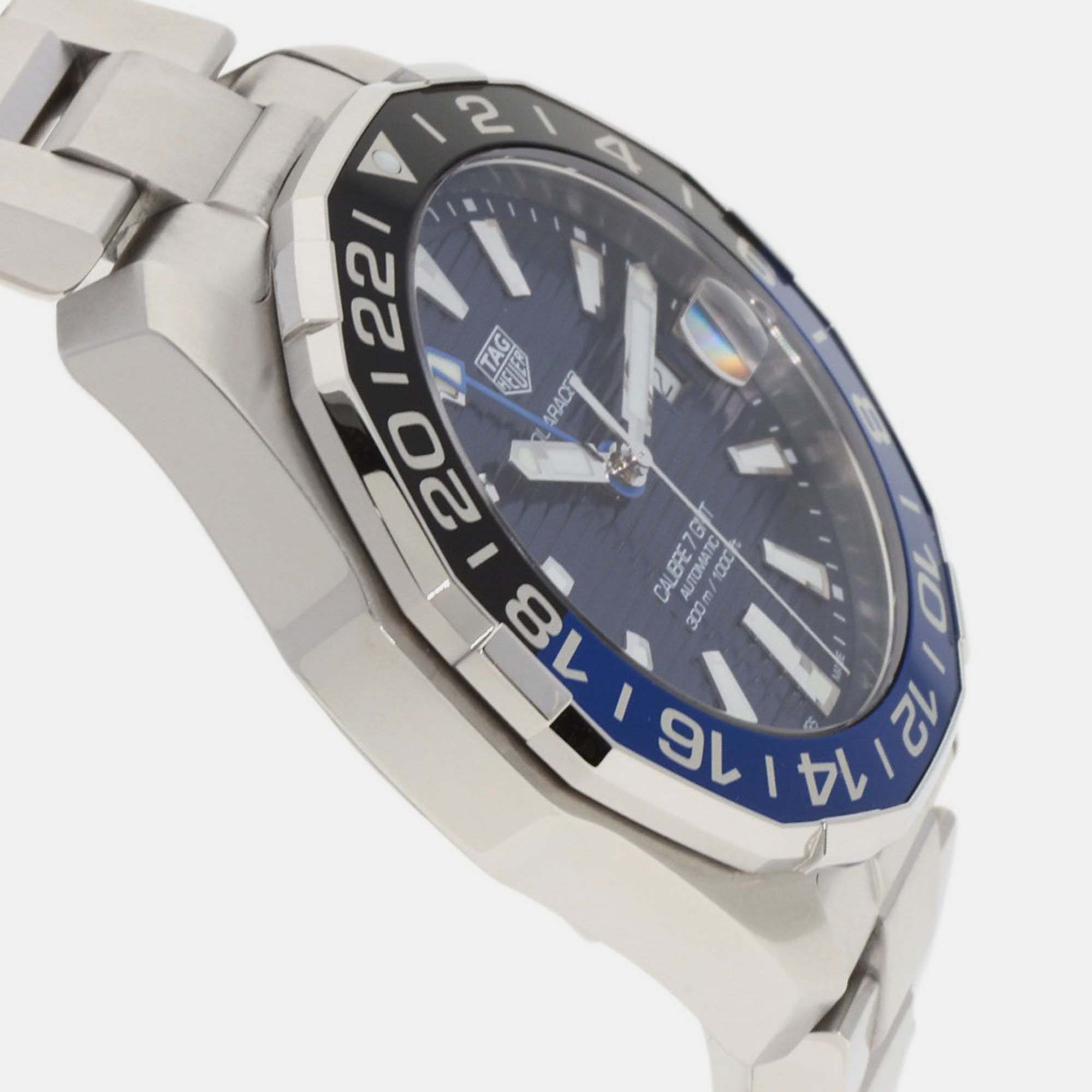 Tag Heuer Blue Stainless Steel Aquaracer WAY201T Automatic Men's Wristwatch 43 Mm