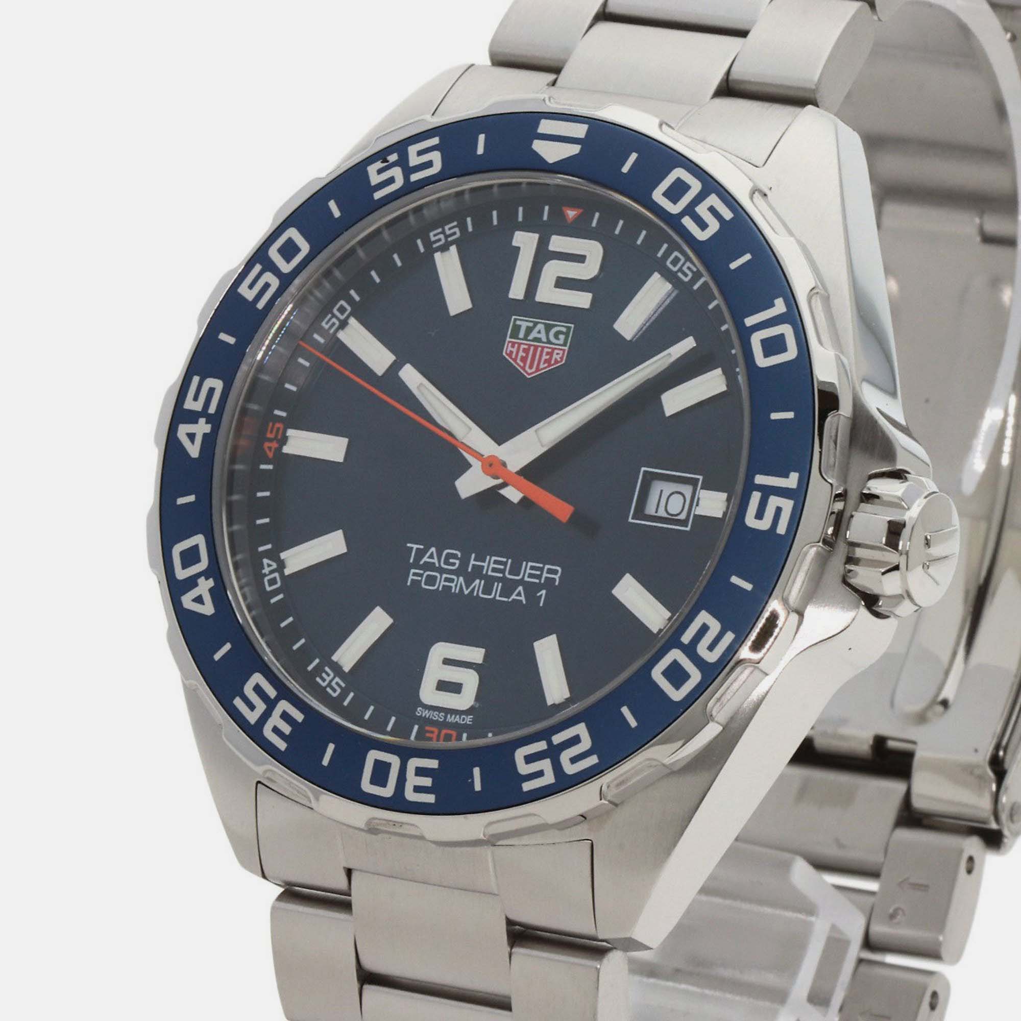 Tag Heuer Navy Blue Stainless Steel Formula 1 Quartz Men's Wristwatch 43 Mm