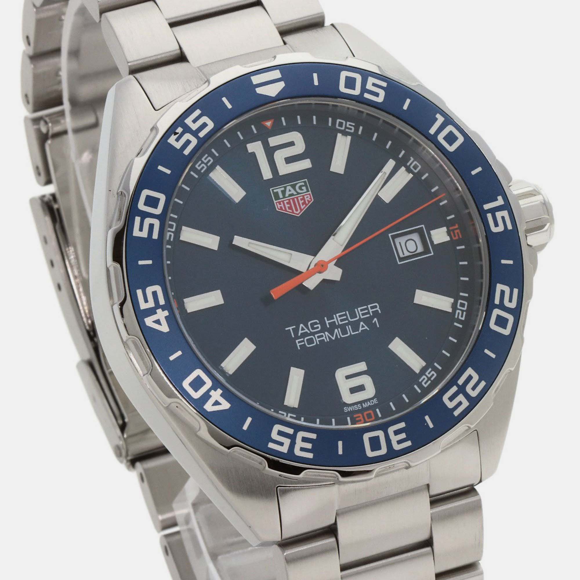 Tag Heuer Navy Blue Stainless Steel Formula 1 Quartz Men's Wristwatch 43 Mm