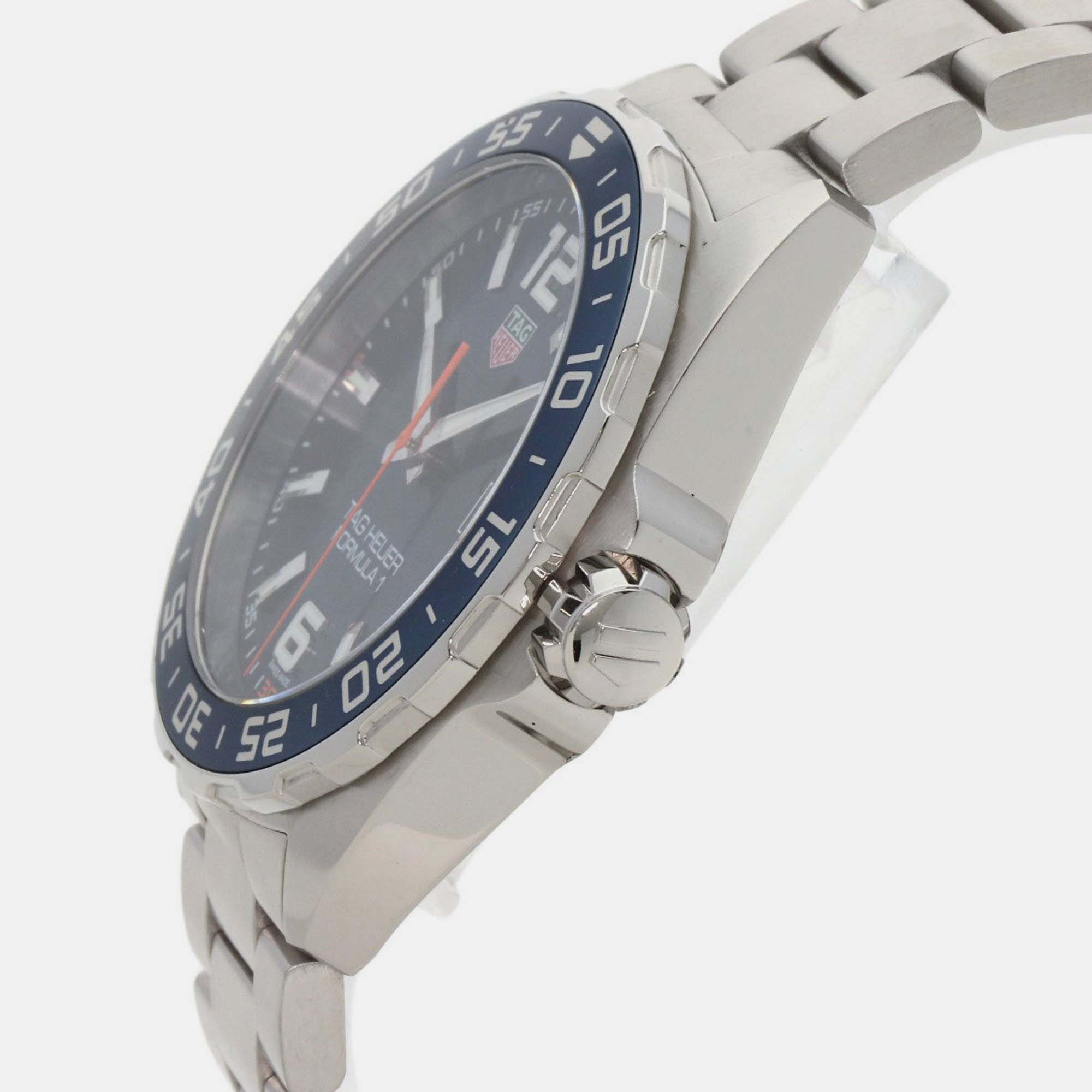 Tag Heuer Navy Blue Stainless Steel Formula 1 Quartz Men's Wristwatch 43 Mm