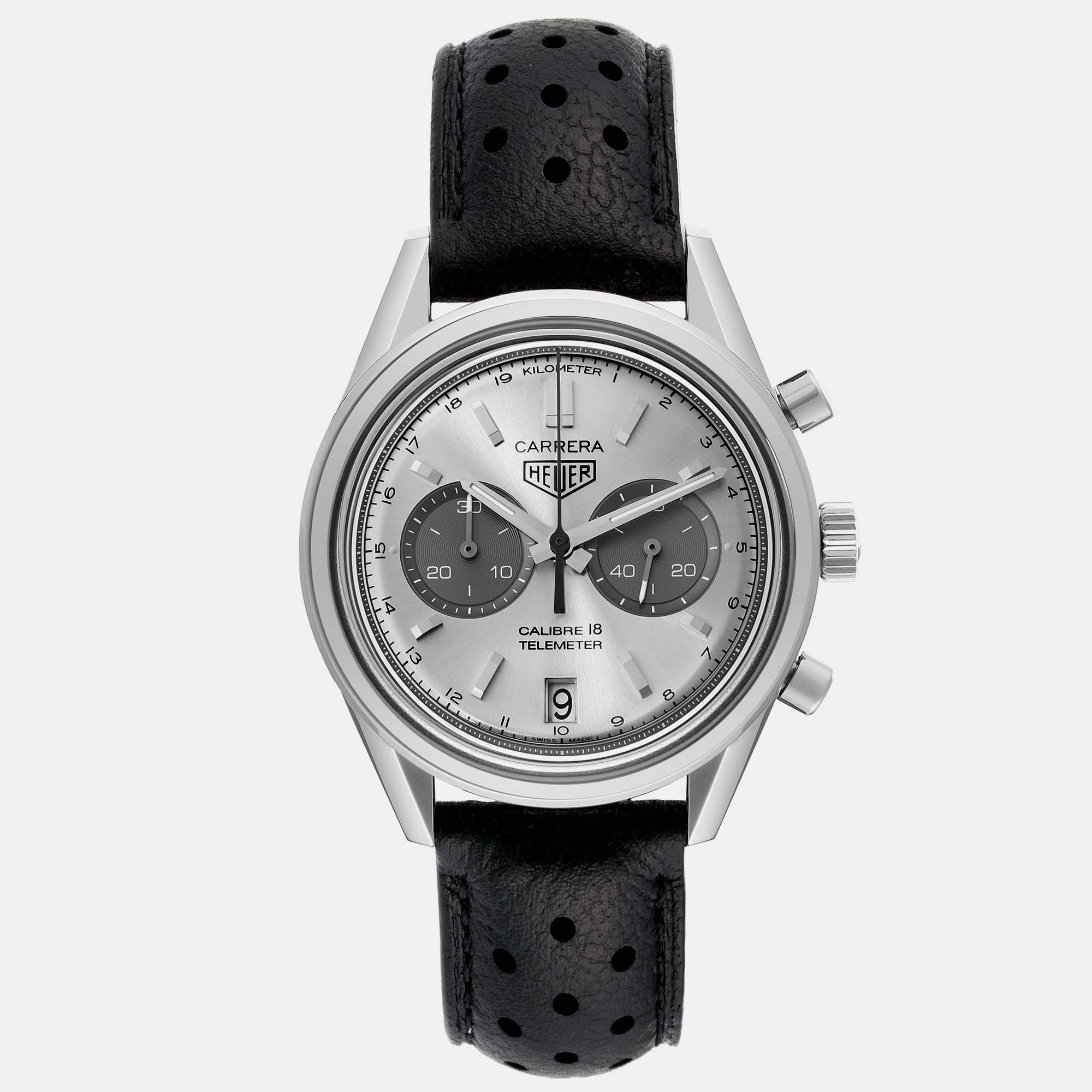 Tag Heuer Silver Stainless Steel Carrera Automatic Men's Wristwatch 39 mm
Tag Heuer Silver Stainless Steel Carrera Automatic Men's Wristwatch 39 mm