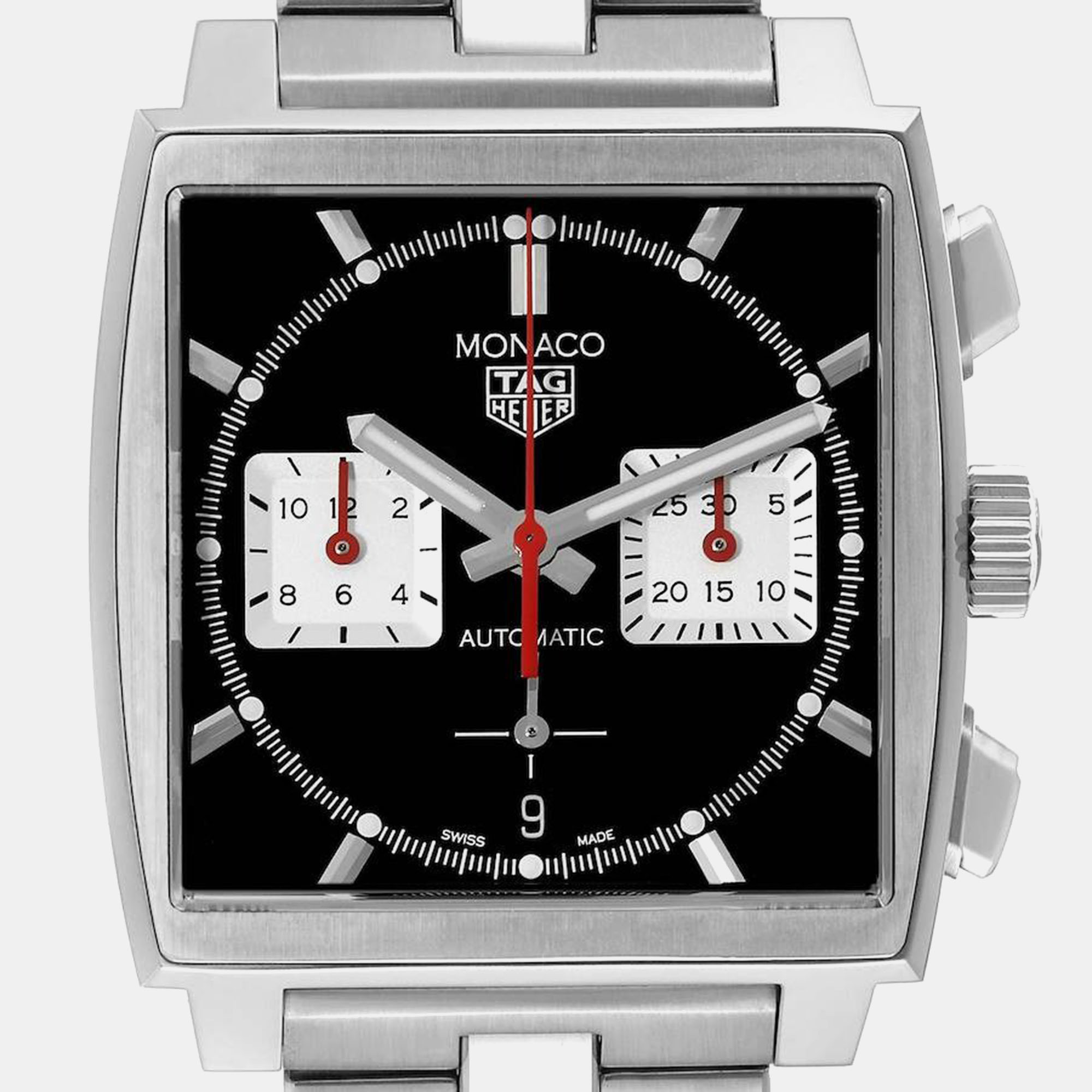 Tag Heuer Black Stainless Steel Monaco CBL2113 Automatic Men's Wristwatch 39 Mm