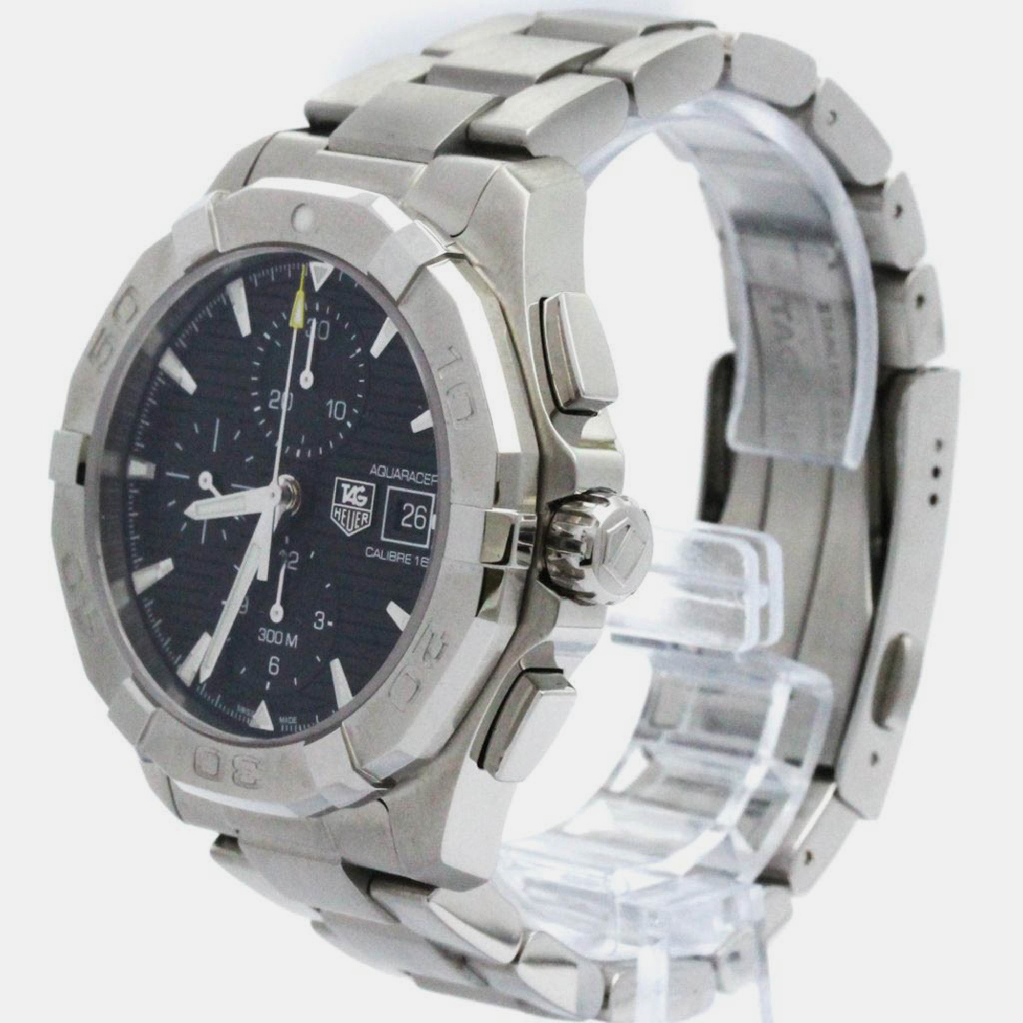 Tag Heuer Black Stainless Steel Aquaracer Automatic Men's Wristwatch 43 Mm