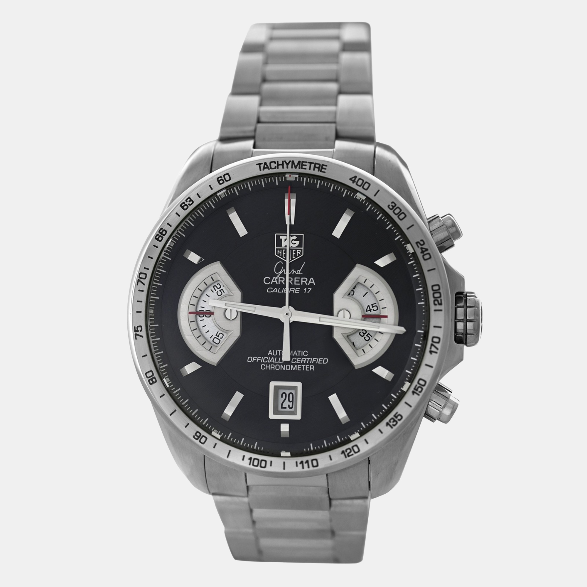 Tag Heuer Black Stainless Steel Grand Carrera CAV511A.BA0902 Automatic Men's Wristwatch 44 mm
Tag Heuer Black Stainless Steel Grand Carrera CAV511A.BA0902 Automatic Men's Wristwatch 44 mm