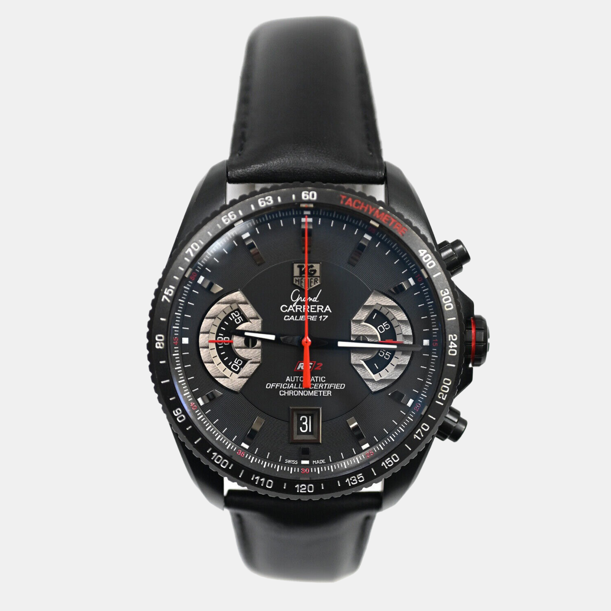 Tag Heuer Black Titanium Grand Carrera CAV518B Automatic Men's Wristwatch
Tag Heuer Black Titanium Grand Carrera CAV518B Automatic Men's Wristwatch
