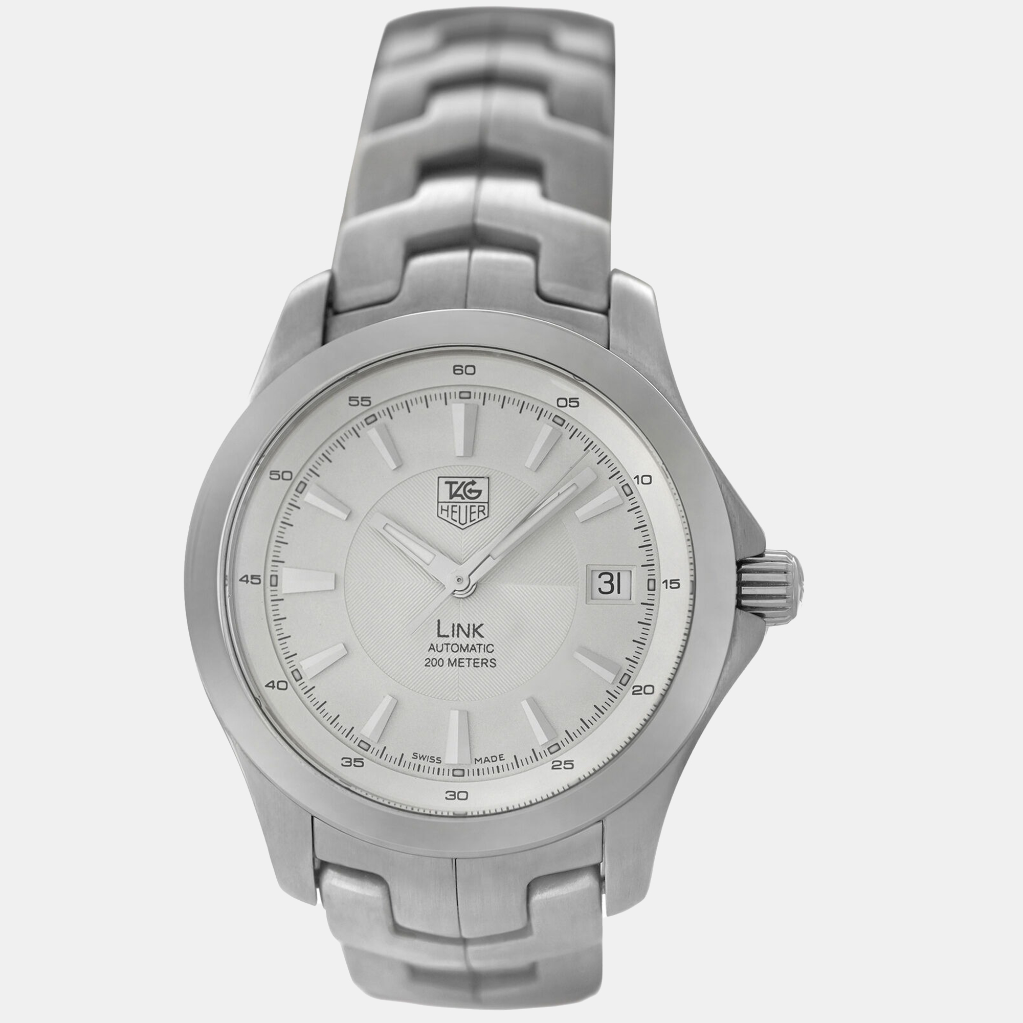 Tag Heuer Silver Stainless Steel Link WJF2111 Automatic Men's Wristwatch Case
Tag Heuer Silver Stainless Steel Link WJF2111 Automatic Men's Wristwatch Case