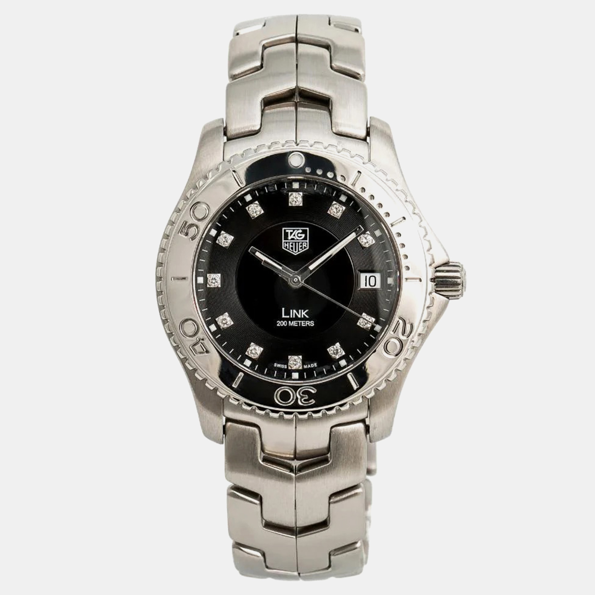 Tag Heuer Black Stainless Steel Link WJ1113 Quartz Men's Wristwatch 39 mm
Tag Heuer Black Stainless Steel Link WJ1113 Quartz Men's Wristwatch 39 mm