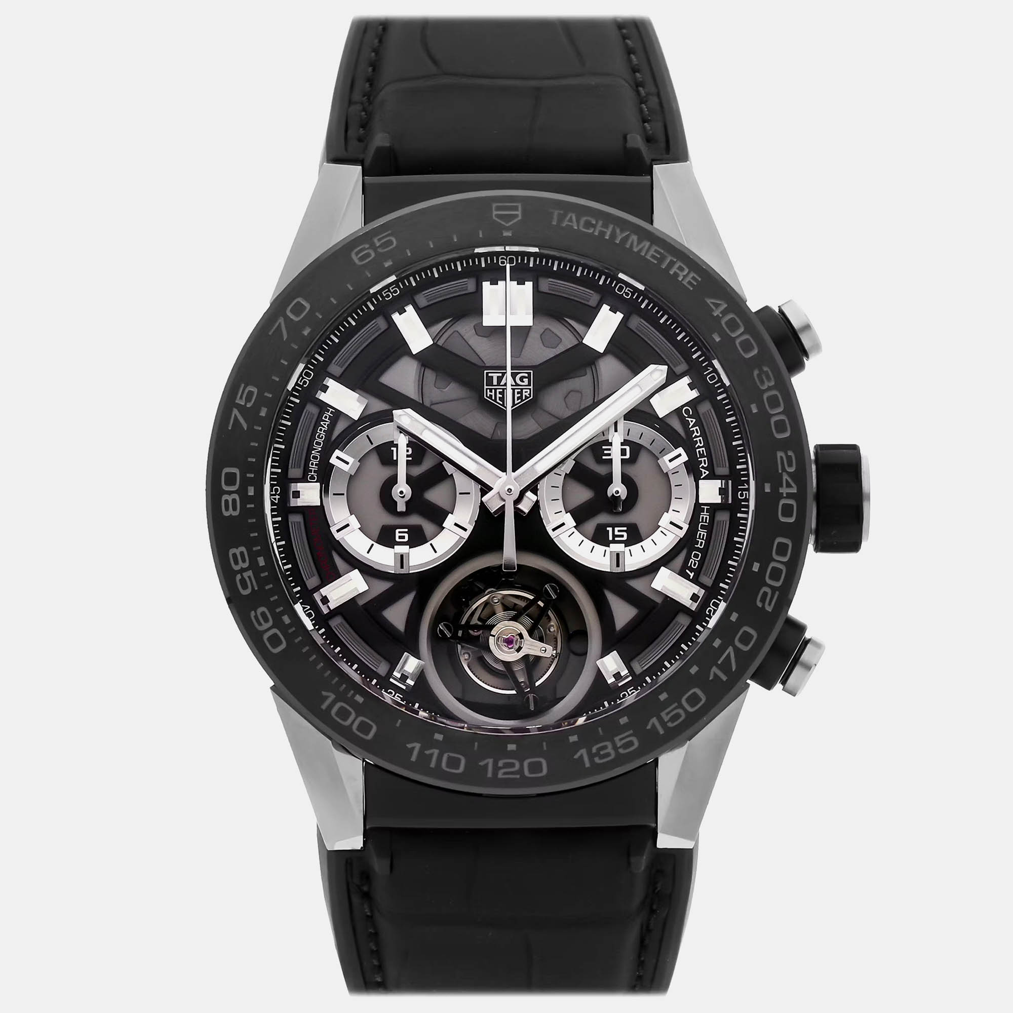 Pre-Owned Tag Heuer Carrera Tourbillon Chronograph CAR5A8Y.FC6377, Black
Pre-Owned Tag Heuer Carrera Tourbillon Chronograph CAR5A8Y.FC6377, Black