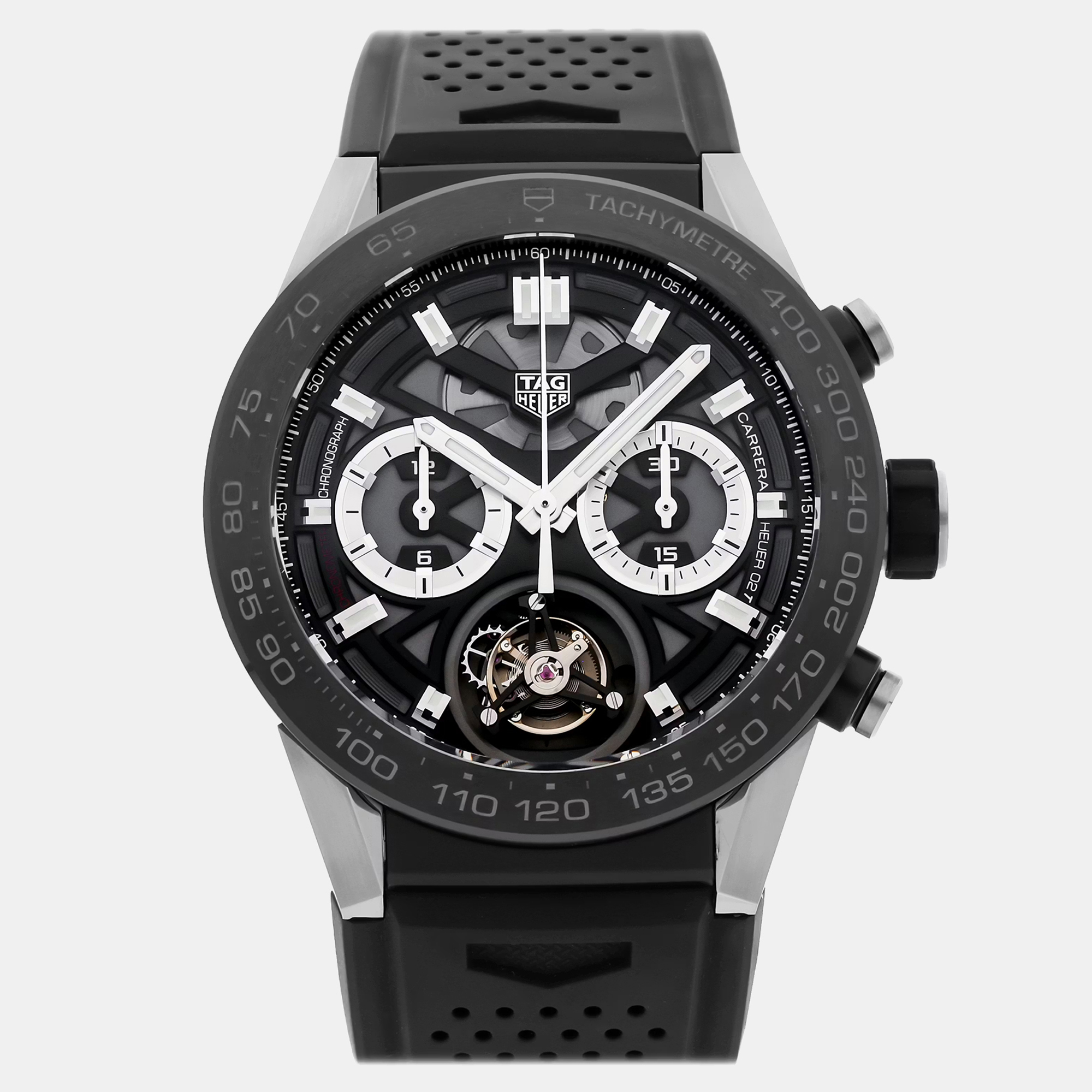 Pre-Owned Tag Heuer Carrera Tourbillon Chronograph CAR5A8Y.FC6377 Black Automatic Titanium Men's Wristwatch 45 MM
Pre-Owned Tag Heuer Carrera Tourbillon Chronograph CAR5A8Y.FC6377 Black Automatic Titanium Men's Wristwatch 45 MM
