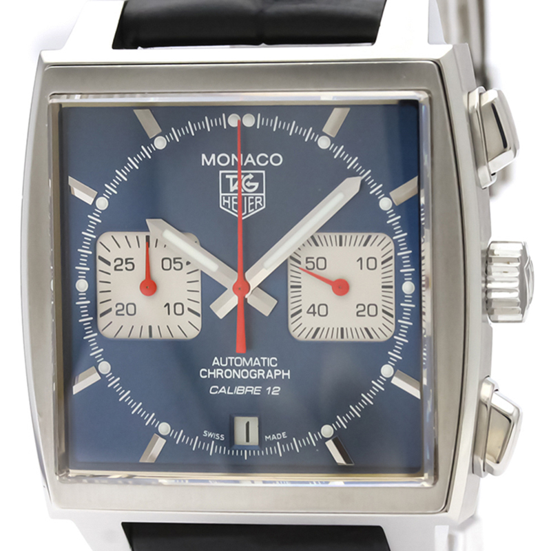 

Tag Heuer Blue Stainless Steel Monaco Chronograph CAW2111 Men's Wristwatch