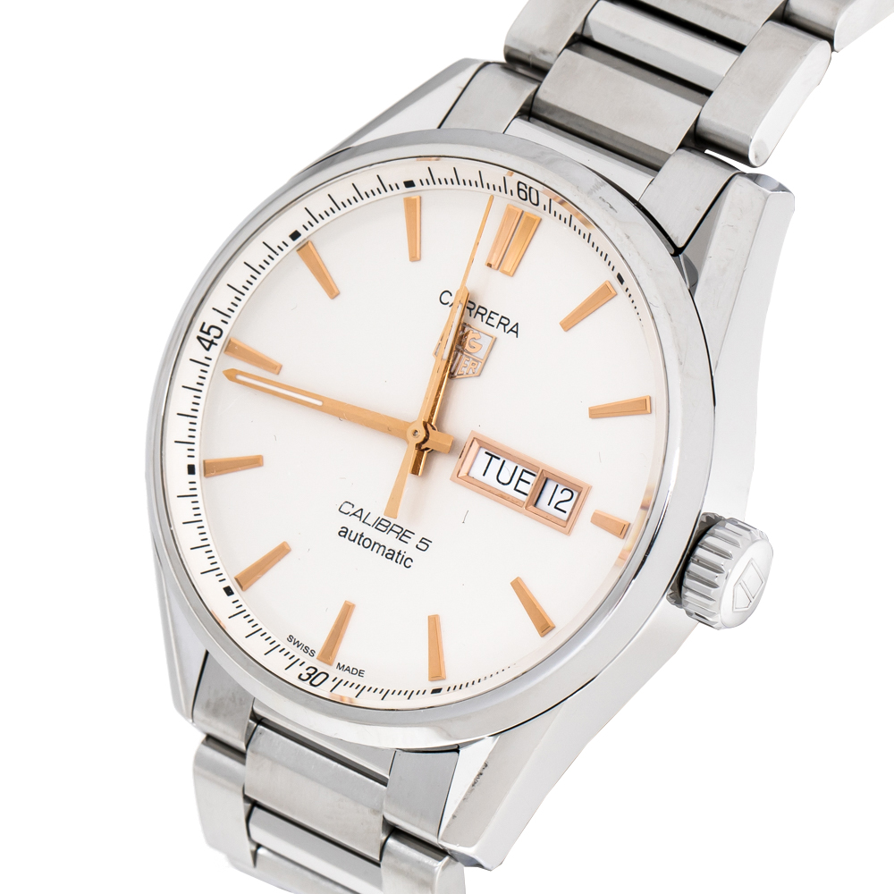 

Tag Heuer White Stainless Steel Carrera Calibre, Silver