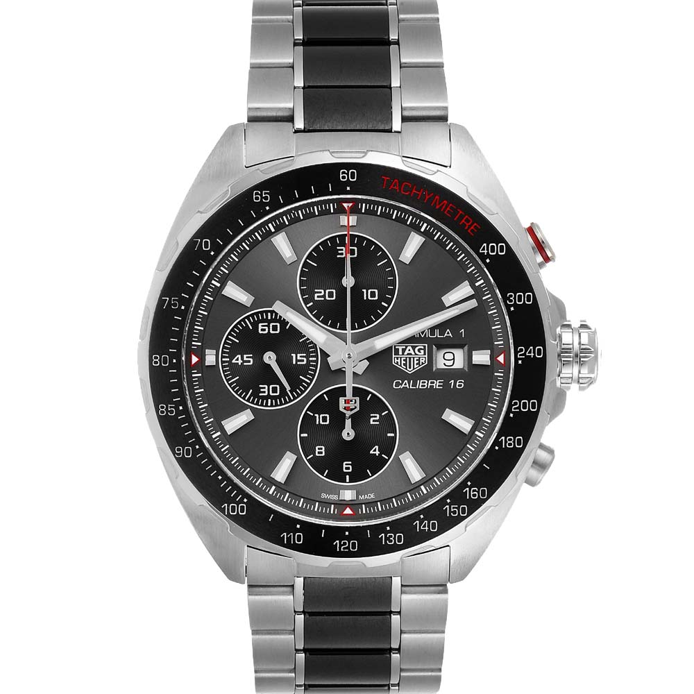 Tag Heuer Grey Stainless Steel Formula 1 Calibre16 Chronograph CAZ2012 Men's Wristwatch 44 MM