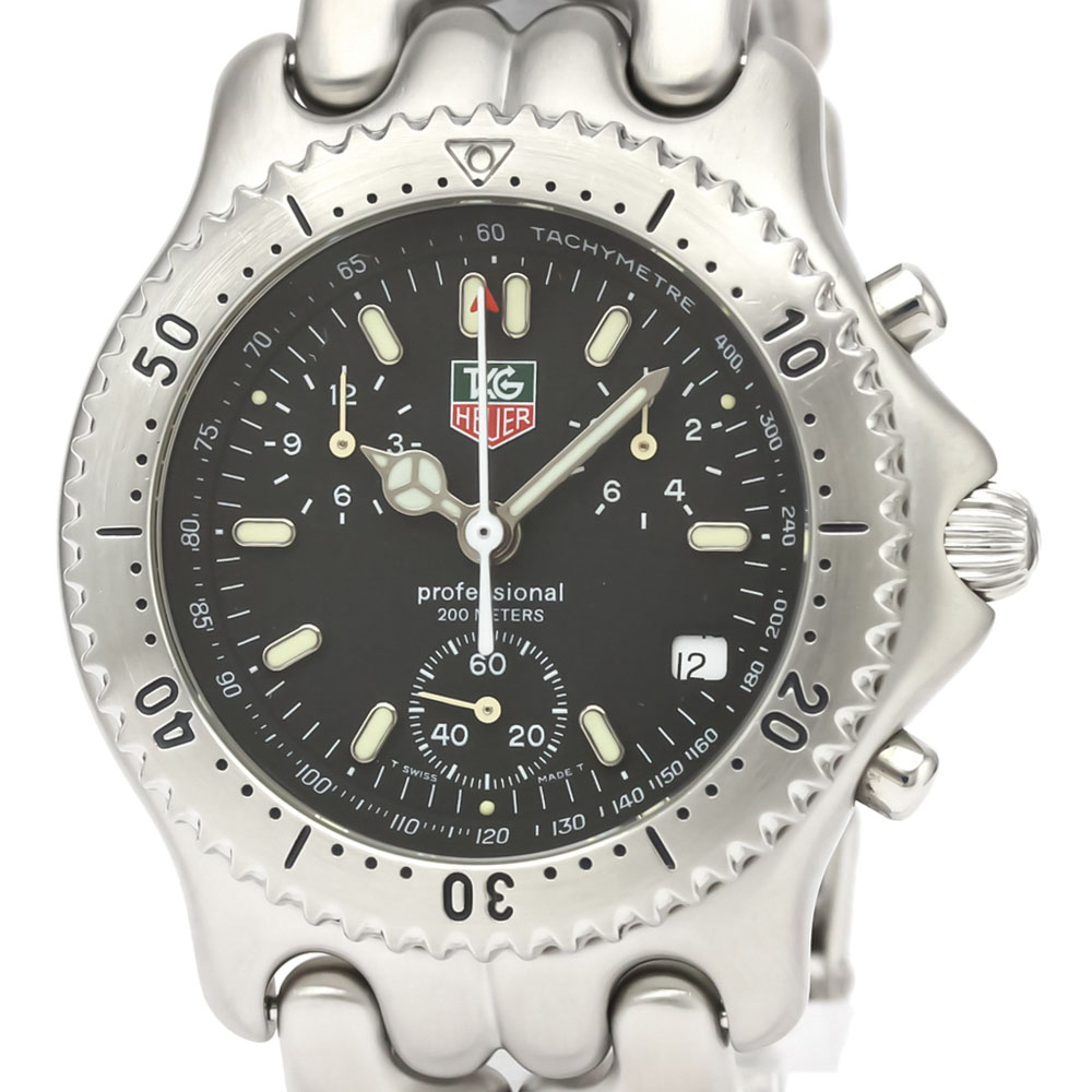 Tag Heuer Black Stainless Steel Sel Chronograph 200M Quartz CG1110 Men's Wristwatch 38 MM