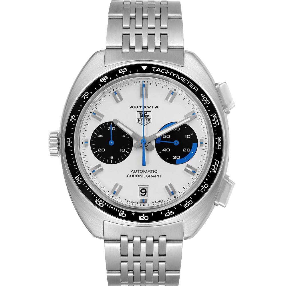 Tag Heuer Silver Stainless Steel Autavia Automatic Chronograph CY2110 Men's Wristwatch 43 MM