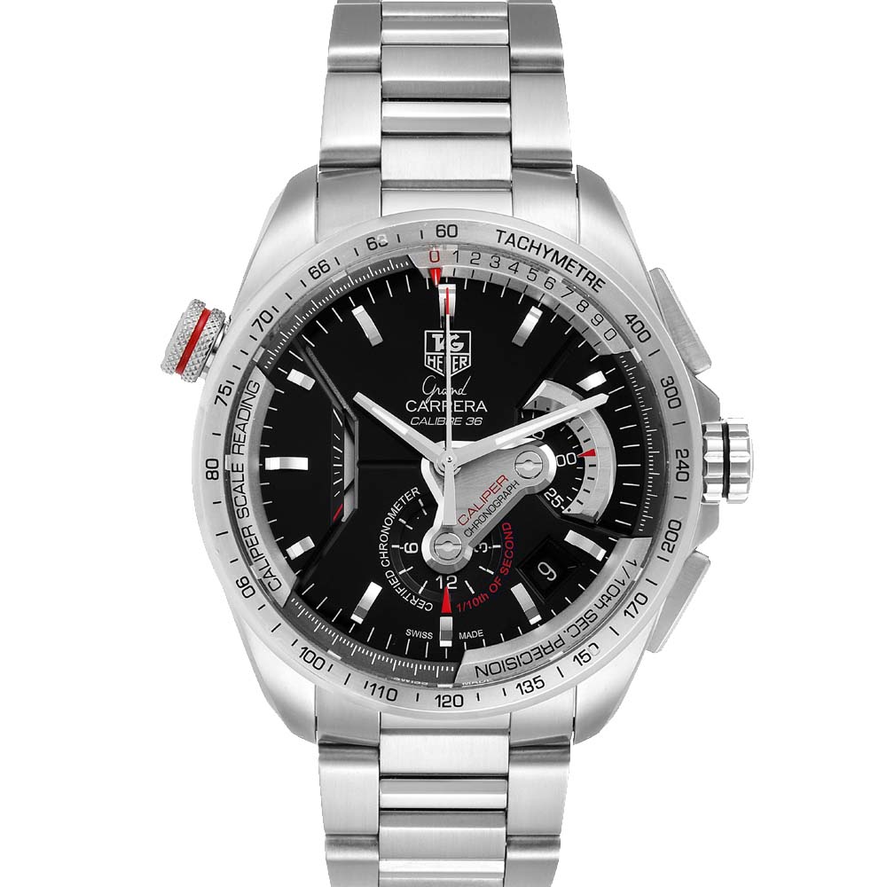 Tag Heuer Black Staineless Steel Grand Carrera Calibre CAV5115 Men's Wristwatch 44 MM