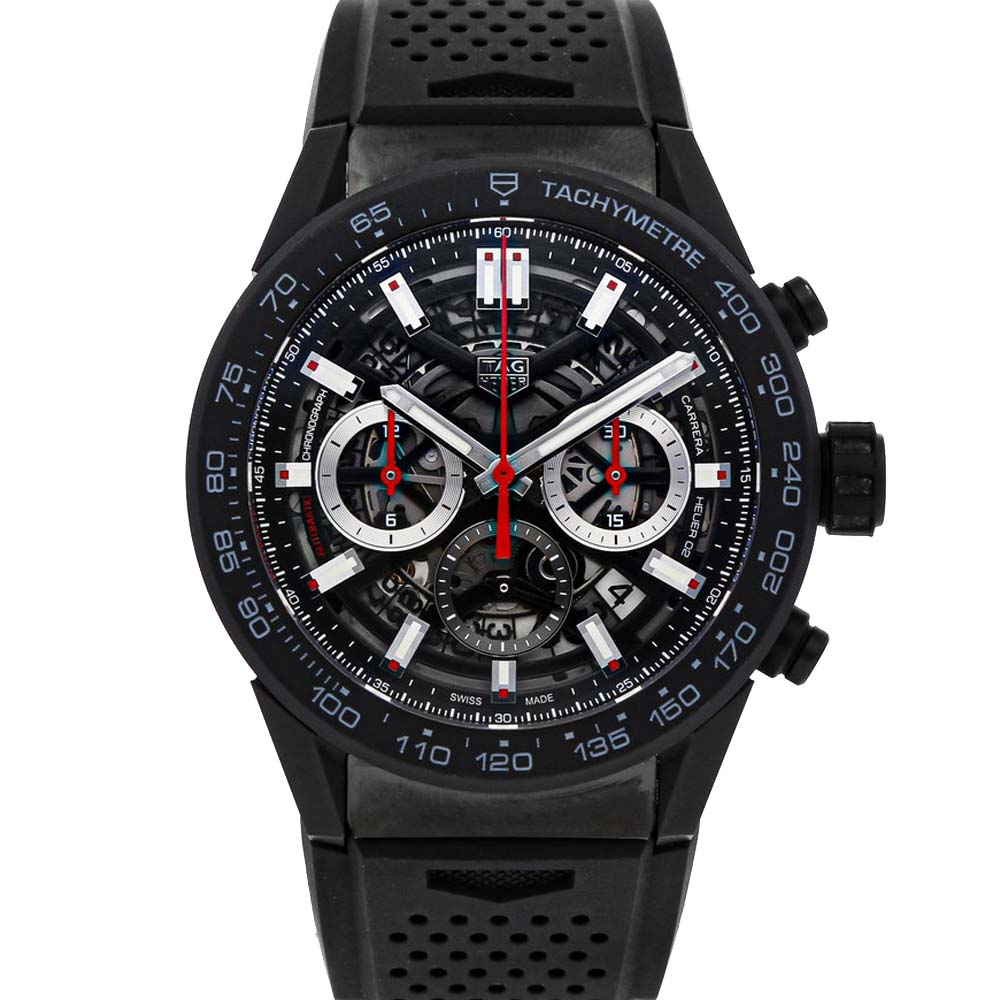 Tag Heuer Black Ceramic Carrera Chronograph CBG2A90. FT6173 Men's Wristwatch 45 MM