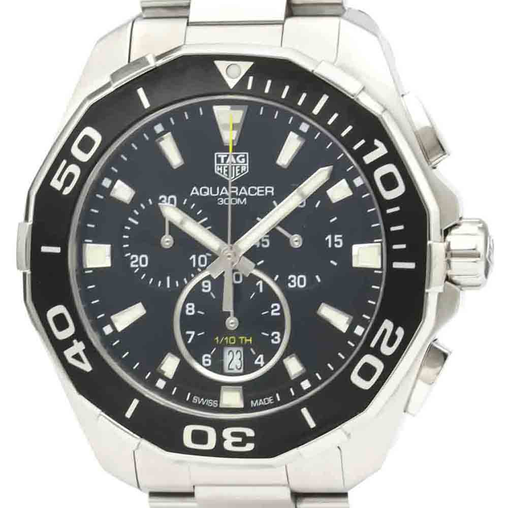 

Tag Heuer Black Stainless Steel Aquaracer Chronograph 300M CAY111A Quartz Men's Wristwatch 43 MM