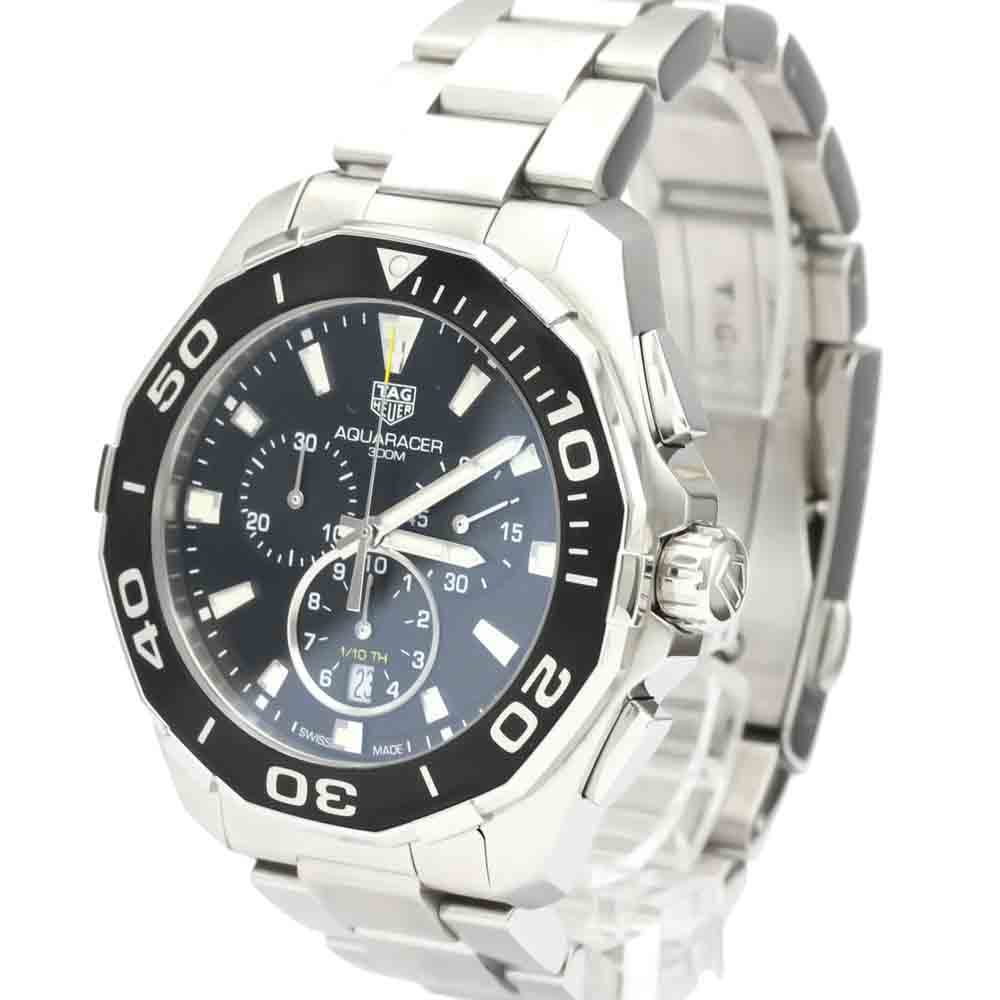 Tag Heuer Black Stainless Steel Aquaracer Chronograph 300M CAY111A Quartz Men's Wristwatch 43 MM