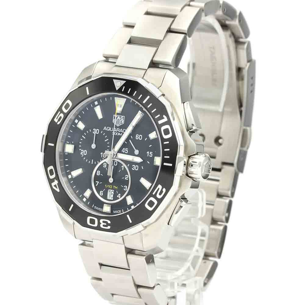 Tag Heuer Black Stainless Steel Aquaracer Quartz CAY111A Men's Wristwatch 43 MM