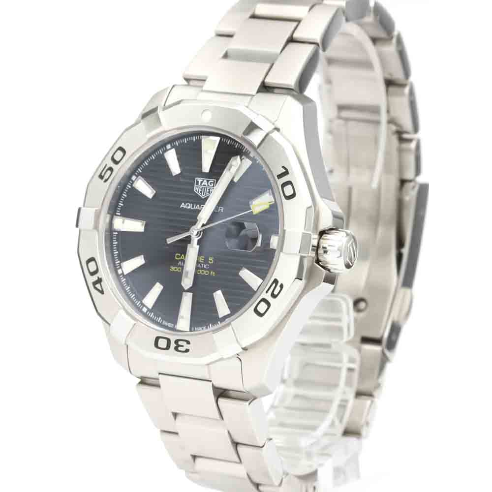 Tag Heuer Black Stainless Steel Aquaracer Calibre 5 Automatic WAF2010 Men's Wristwatch 43 MM