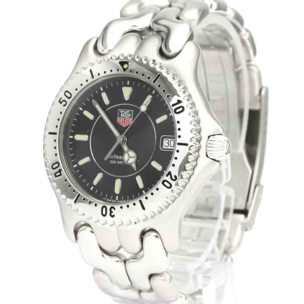 Tag Heuer Black Stainless Steel Sel Professional 200M WG1118 Quartz Men's Wristwatch 38 MM