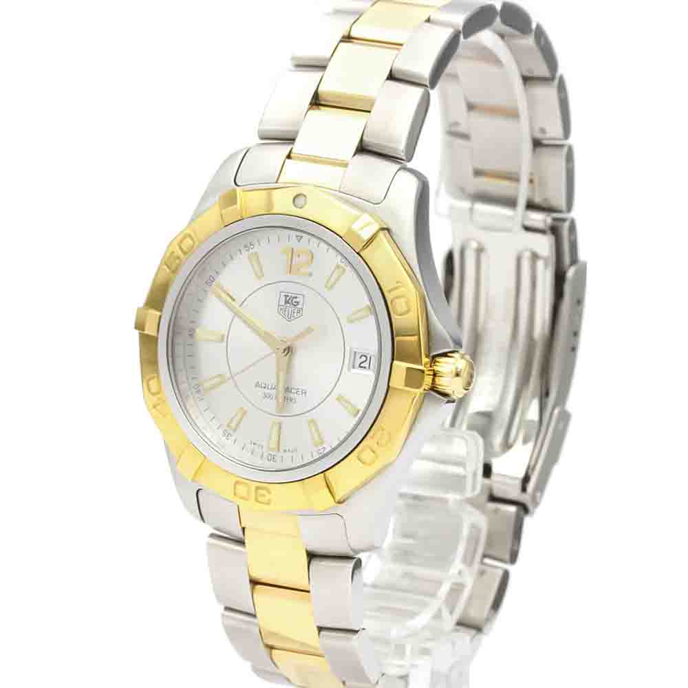 Tag Heuer Silver Gold Plated And Stainless Steel Aquaracer WAF1120 Quartz Men's Wristwatch 40 MM