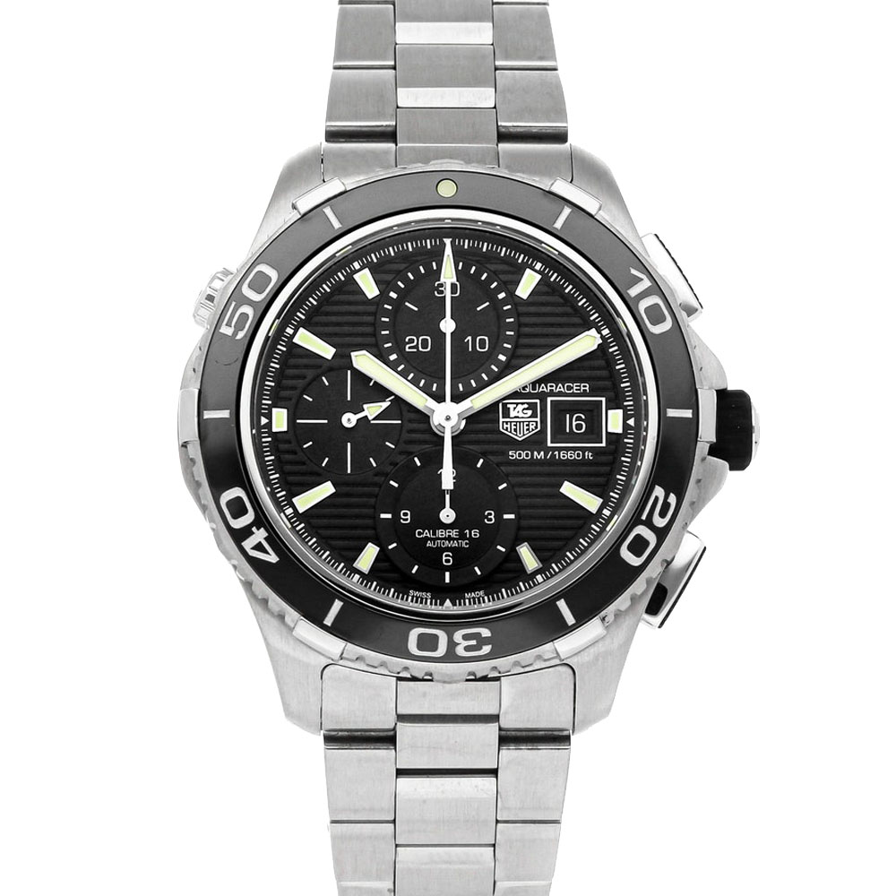 Tag Heuer Black Stainless Steel Aquaracer 500m CAK2111. BA0833 Men's Wristwatch 43 MM