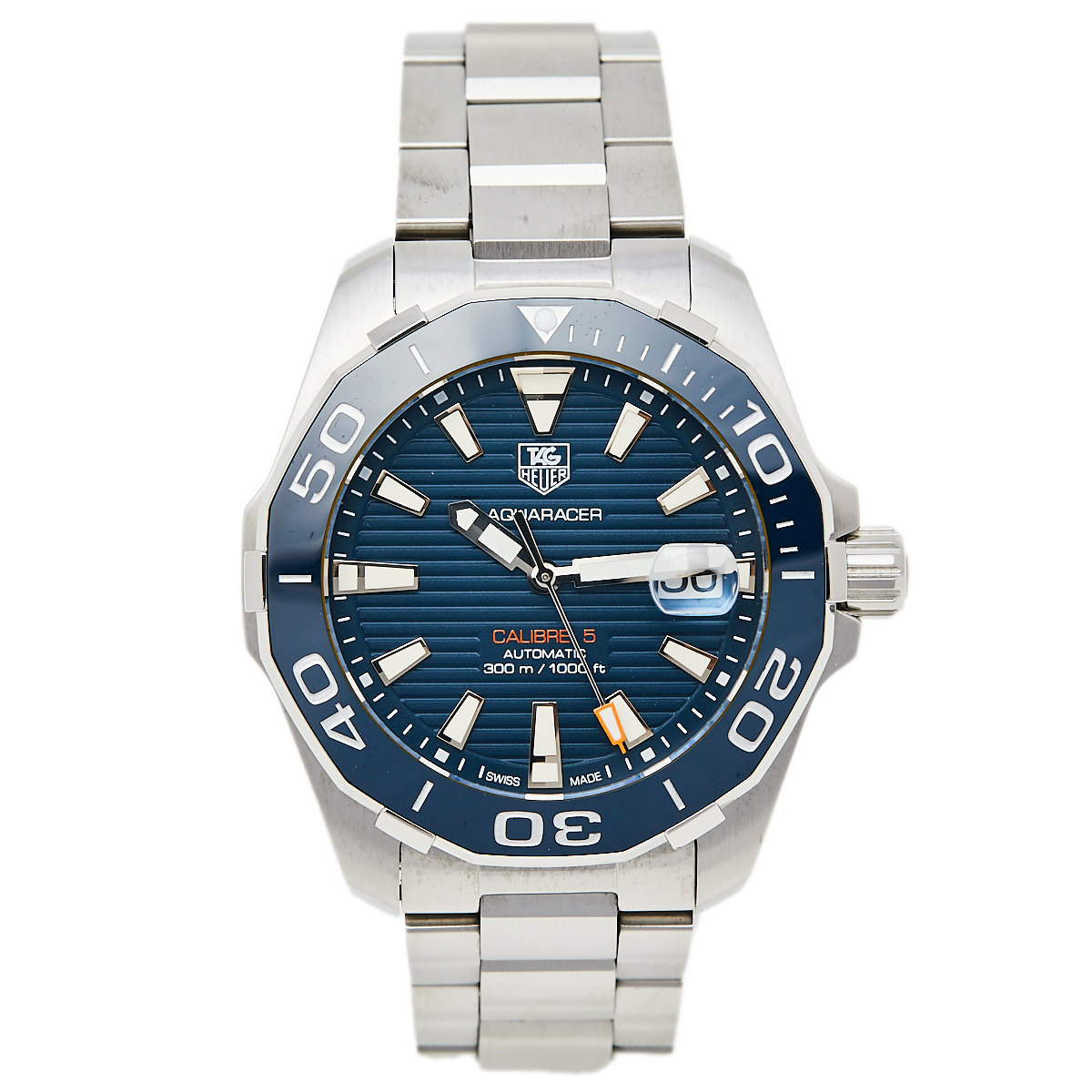 Tag Heuer Blue Ceramic Stainless Steel Aquaracer WAY211C. BA0928 Men's Wristwatch 41 mm