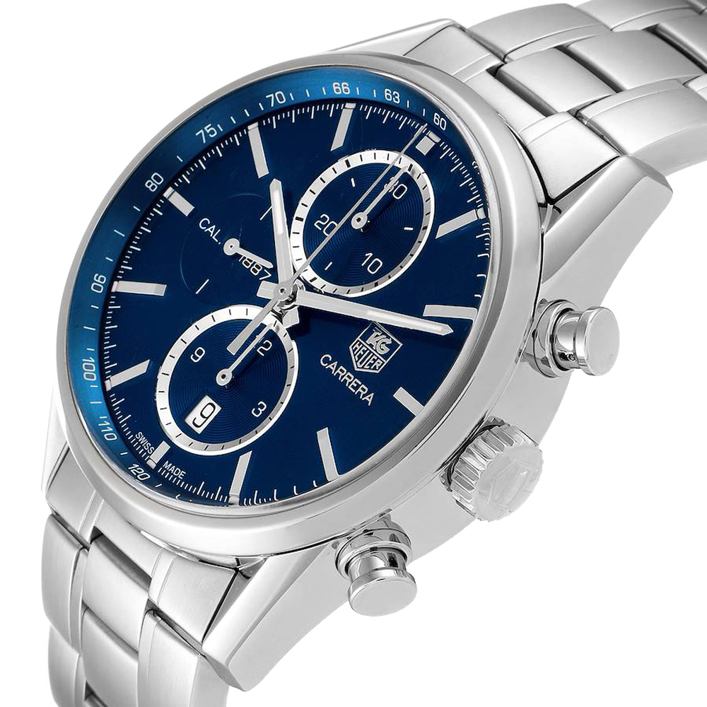 Tag Heuer Blue Stainless Steel Carrera 1887 Chronograph CAR2115 Men's Wristwatch 41 MM
Tag Heuer Blue Stainless Steel Carrera 1887 Chronograph CAR2115 Men's Wristwatch 41 MM