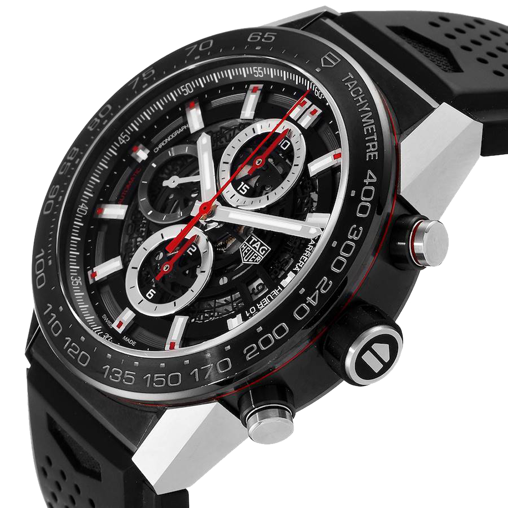 Tag Heuer Black Stainless Steel Carrera Calibre Heuer 01 CAR2A1Z Men's Wristwatch 45 MM
Tag Heuer Black Stainless Steel Carrera Calibre Heuer 01 CAR2A1Z Men's Wristwatch 45 MM