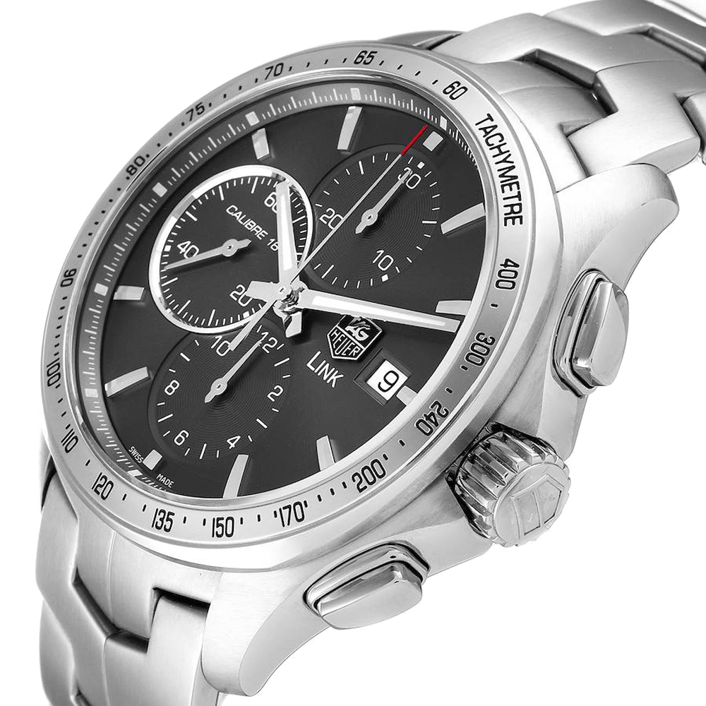 Tag Heuer Grey Stainless Steel Link Chronograph CAT2017 Men's Wristwatch 43 MM
Tag Heuer Grey Stainless Steel Link Chronograph CAT2017 Men's Wristwatch 43 MM