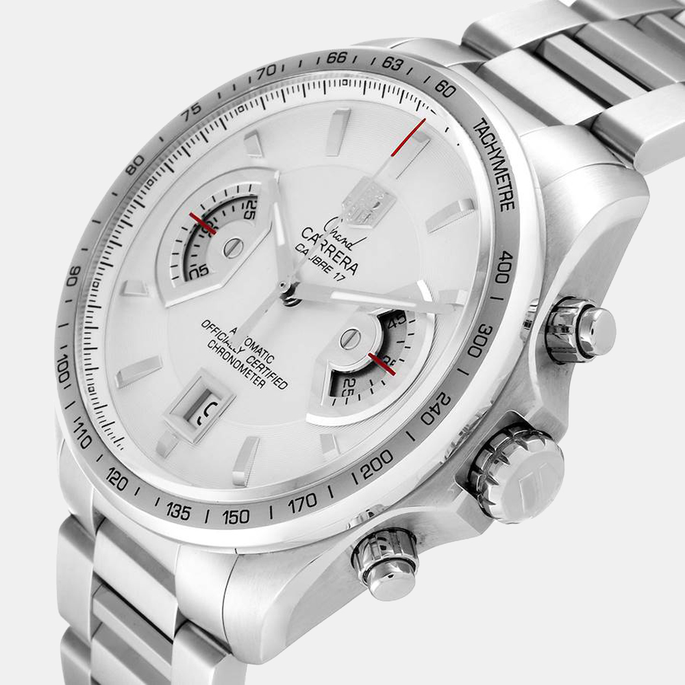 Tag Heuer White Stainless Steel Grand Carrera CAV511B Men's Wristwatch 43 MM
Tag Heuer White Stainless Steel Grand Carrera CAV511B Men's Wristwatch 43 MM