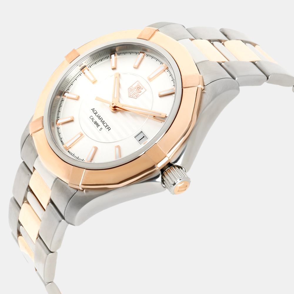 Tag Heuer Silver 18K Rose Gold And Stainless Steel Aquaracer WAP2150.BD0885 Automatic Men's Wristwatch 39 mm
Tag Heuer Silver 18K Rose Gold And Stainless Steel Aquaracer WAP2150.BD0885 Automatic Men's Wristwatch 39 mm