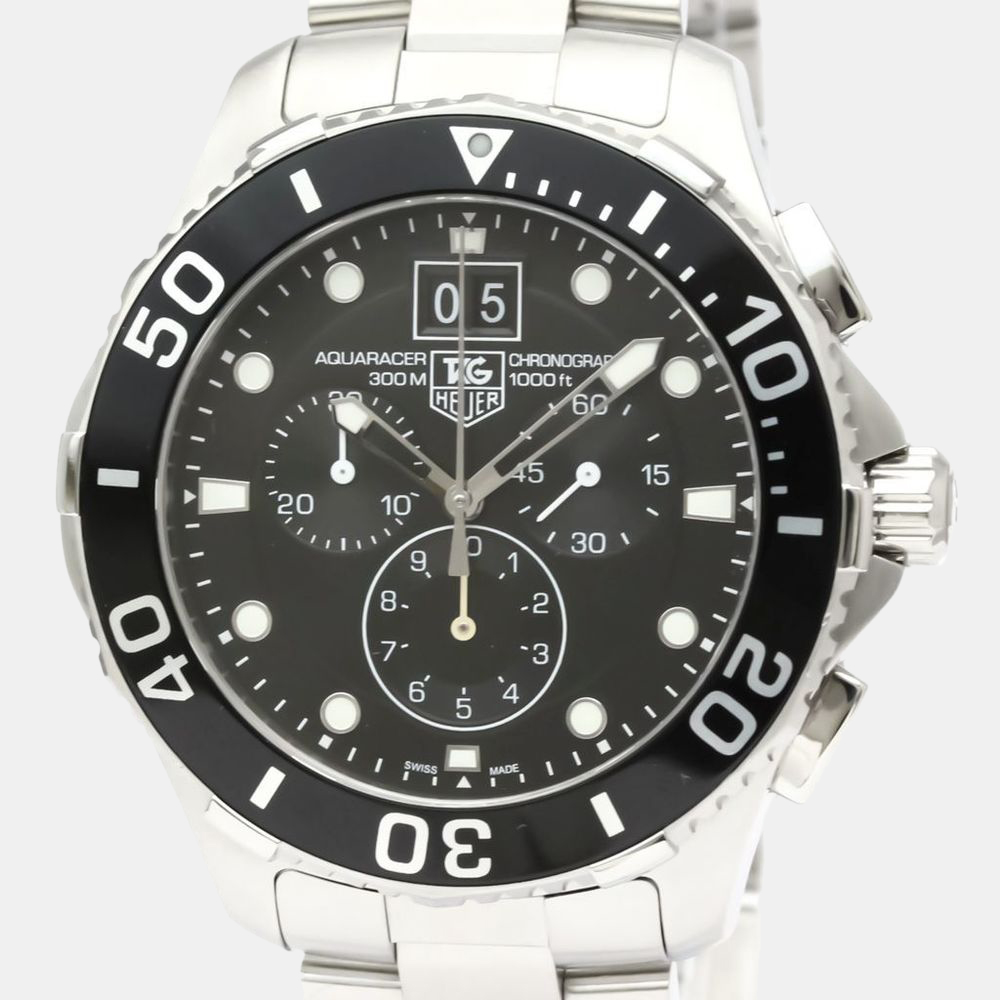 

Tag Heuer Black Stainless Steel Aquaracer CAN1010 Quartz Chronograph Men's Wristwatch 43 mm