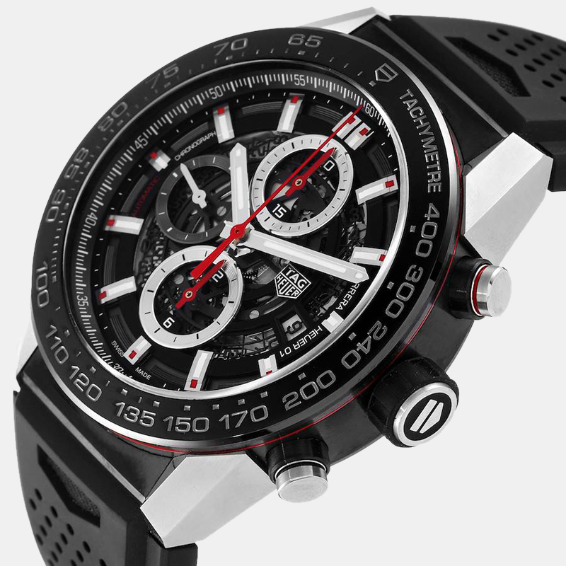 Tag Heuer Black Stainless Steel Carrera CAR2A1Z Automatic Men's Wristwatch 45 mm
Tag Heuer Black Stainless Steel Carrera CAR2A1Z Automatic Men's Wristwatch 45 mm