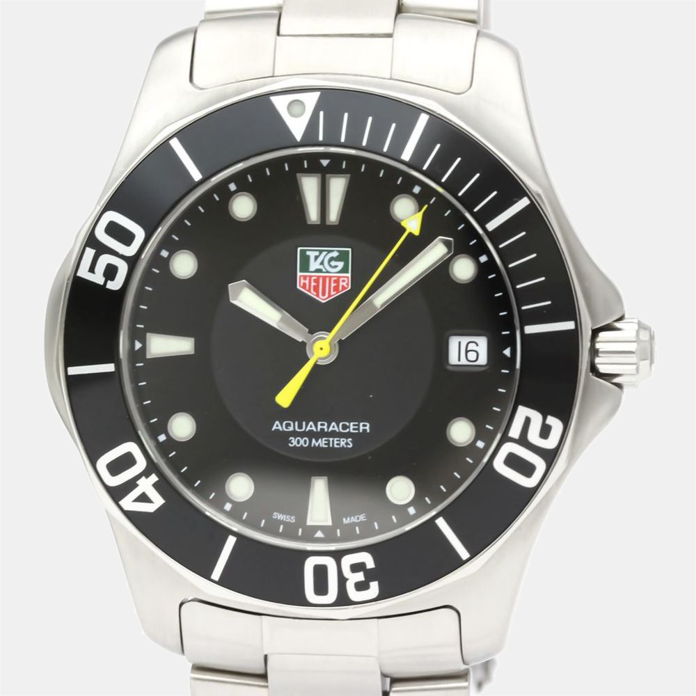 Tag Heuer Black Stainless Steel Aquaracer WAB1110 Quartz Men's Wristwatch 38 mm
Tag Heuer Black Stainless Steel Aquaracer WAB1110 Quartz Men's Wristwatch 38 mm