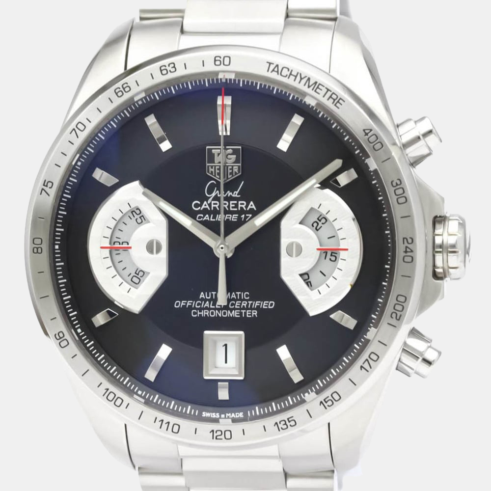 Tag Heuer Black Stainless Steel Grand Carrera CAV511A Automatic Men's Wristwatch 43 mm
Tag Heuer Black Stainless Steel Grand Carrera CAV511A Automatic Men's Wristwatch 43 mm