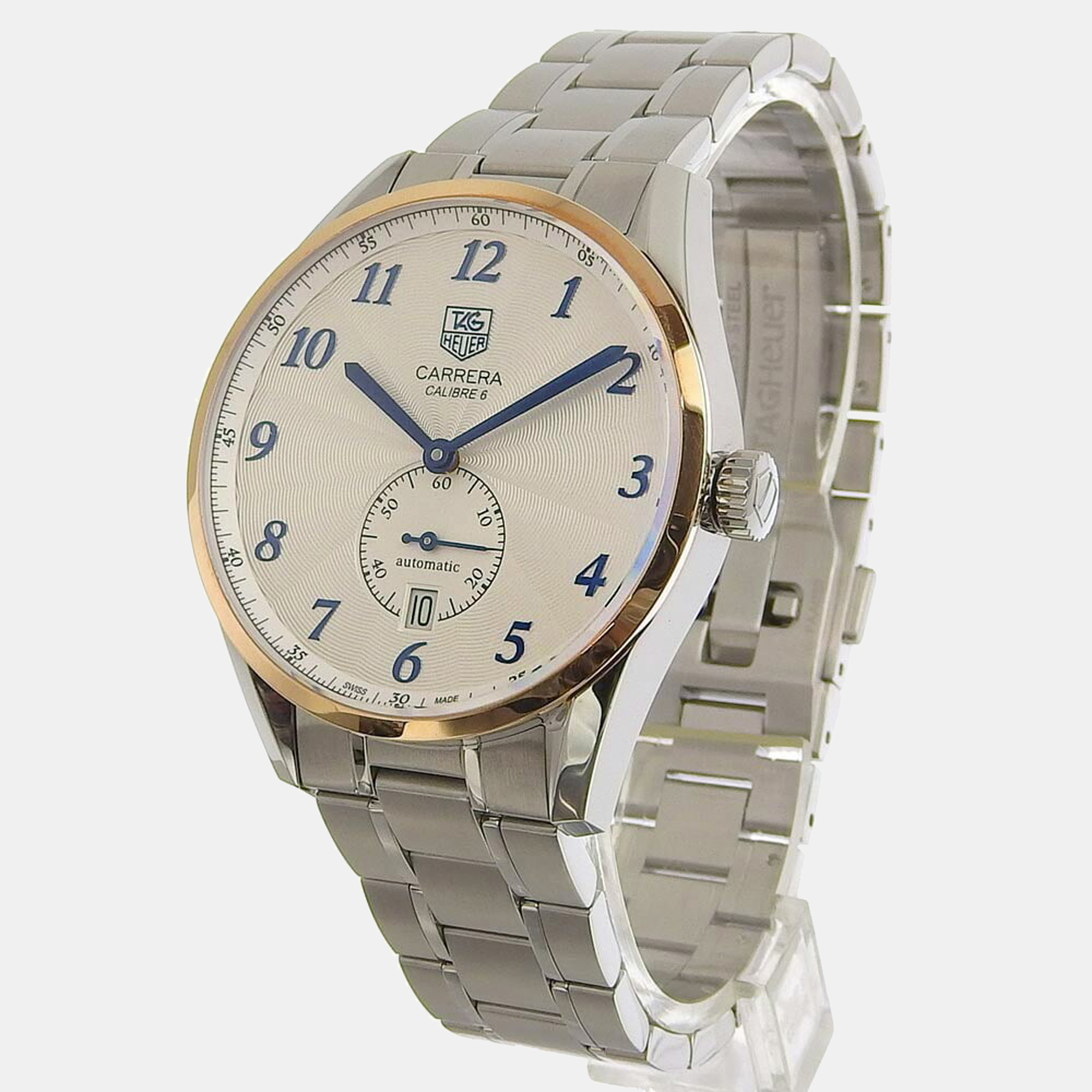 Tag Heuer White Rose Gold Plated And Stainless Steel Carrera WAS2153 Automatic Men's Wristwatch 39 Mm