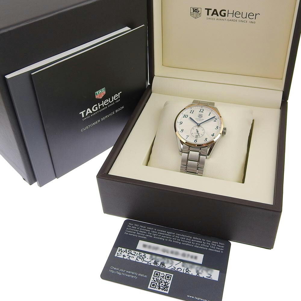 Tag Heuer White Rose Gold Plated And Stainless Steel Carrera WAS2153 Automatic Men's Wristwatch 39 Mm