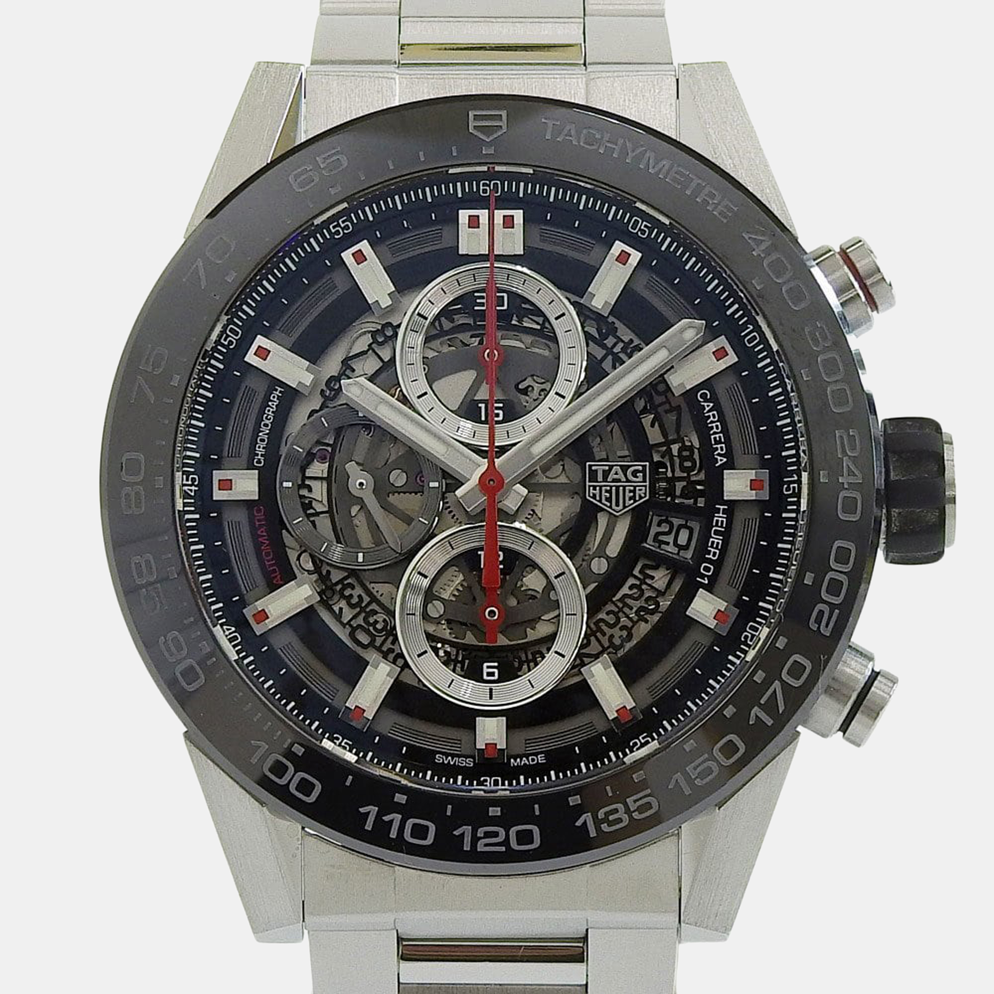 Tag Heuer Transparent Stainless Steel Carrera CAR2A1W Automatic Men's Wristwatch 45 mm
Tag Heuer Transparent Stainless Steel Carrera CAR2A1W Automatic Men's Wristwatch 45 mm