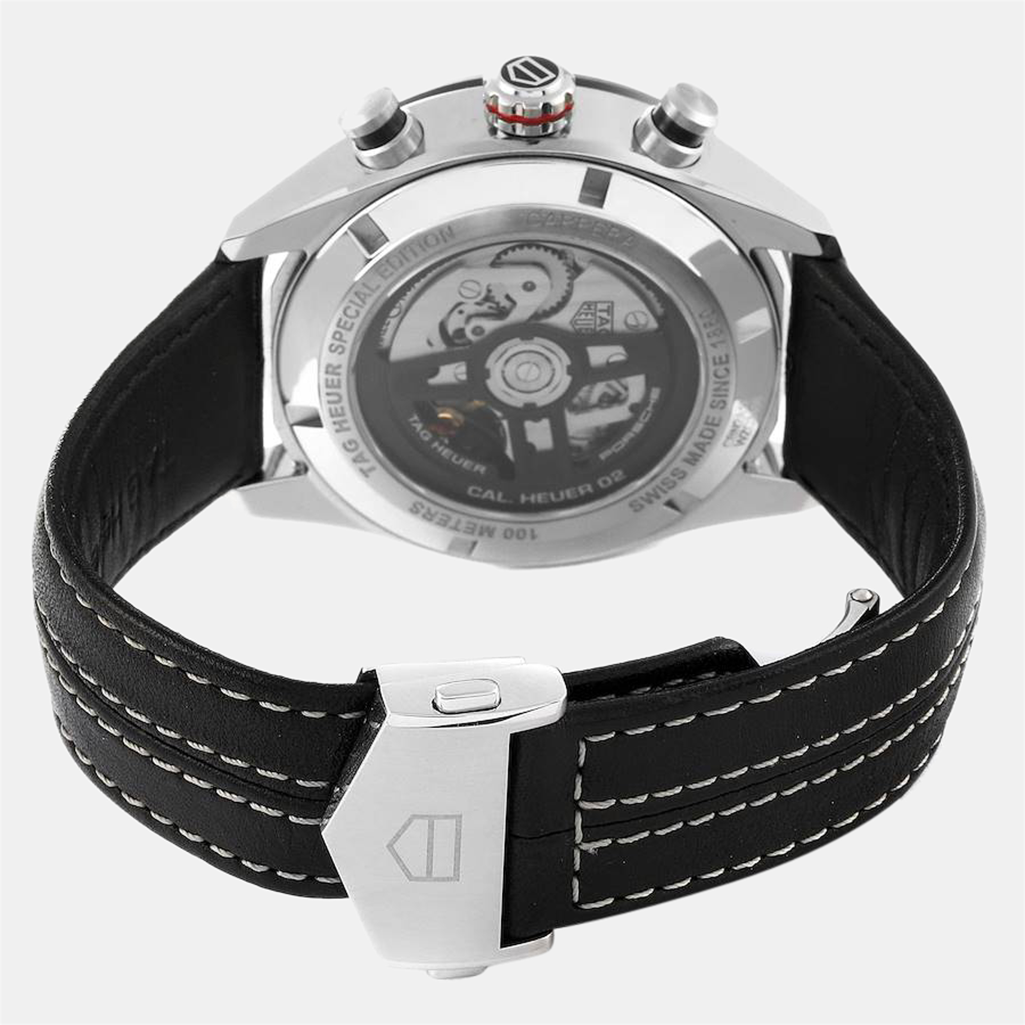 Tag Heuer Black Stainless Steel Carrera Porsche LE CBN2A1F Men's Wristwatch 44 Mm