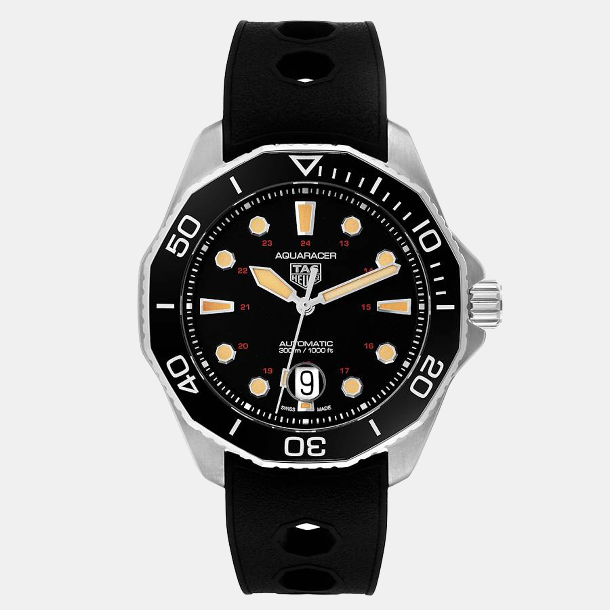 Tag heuer black titanium aquaracer professional wbp208c men's wristwatch 43 mm