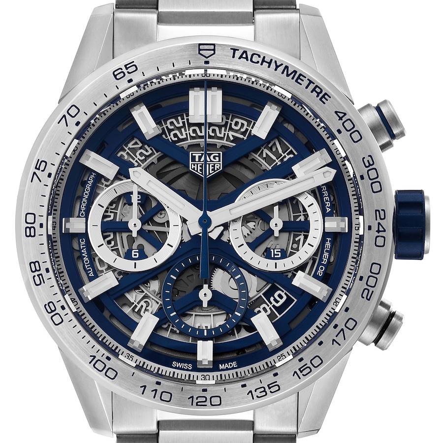 Tag Heuer Blue Stainless Steel Carrera Japan Limited Edition CBG2019 Men's Wristwatch 43 Mm