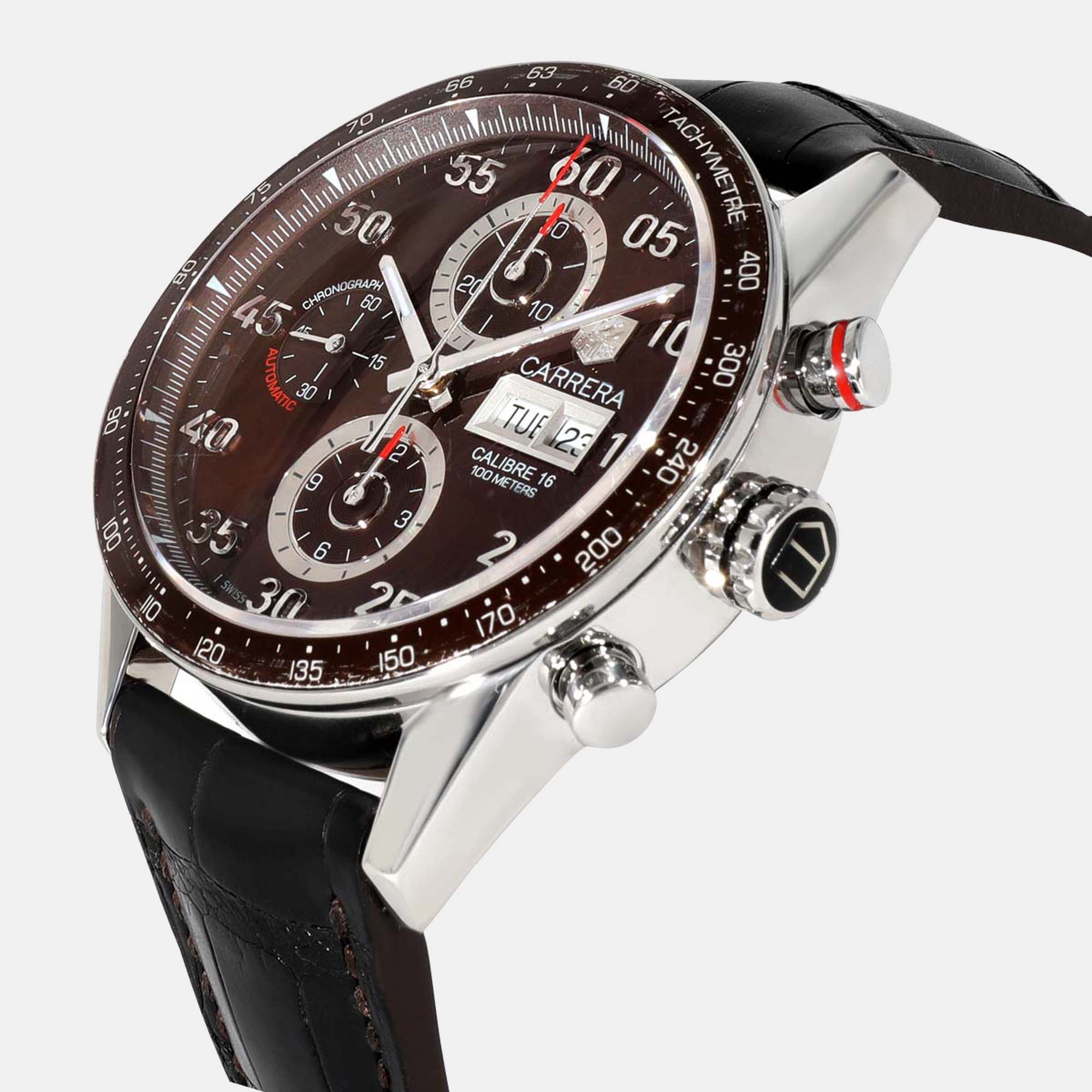 Tag Heuer Brown Stainless Steel Carrera CV2A12.FC6236 Men's Wristwatch 43 mm
Tag Heuer Brown Stainless Steel Carrera CV2A12.FC6236 Men's Wristwatch 43 mm