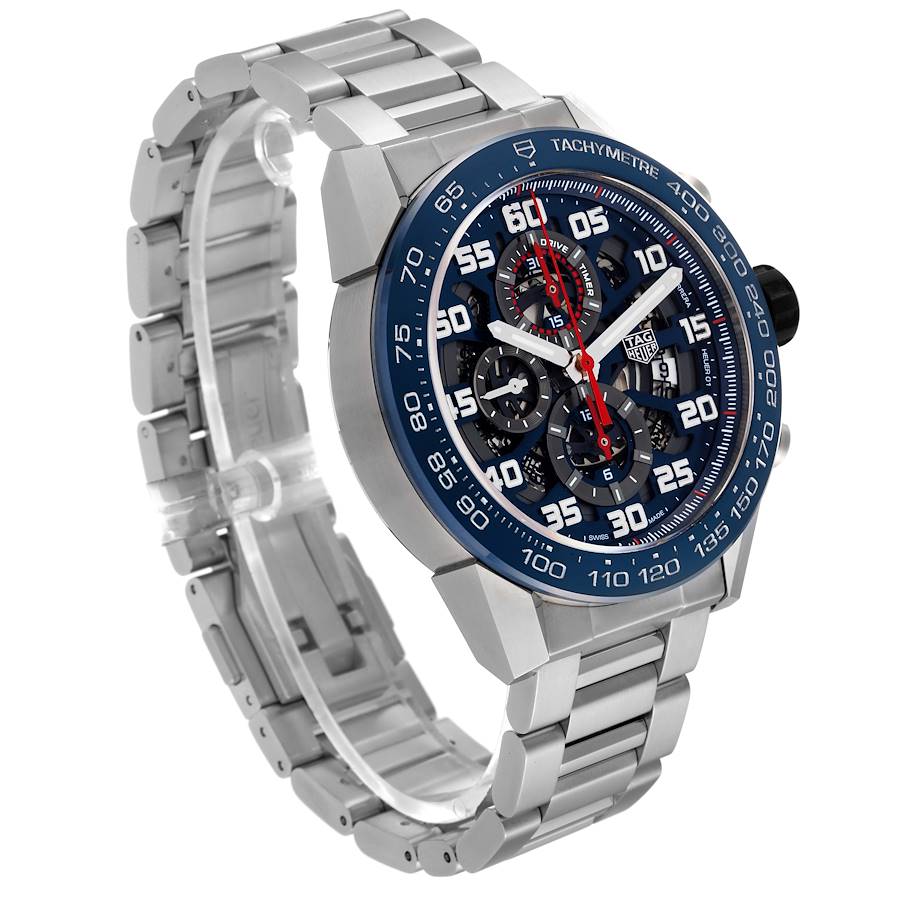 Tag Heuer Grey Stainless Steel Carrera Red Bull Racing CAR2A1K Men's Wristwatch 45 Mm